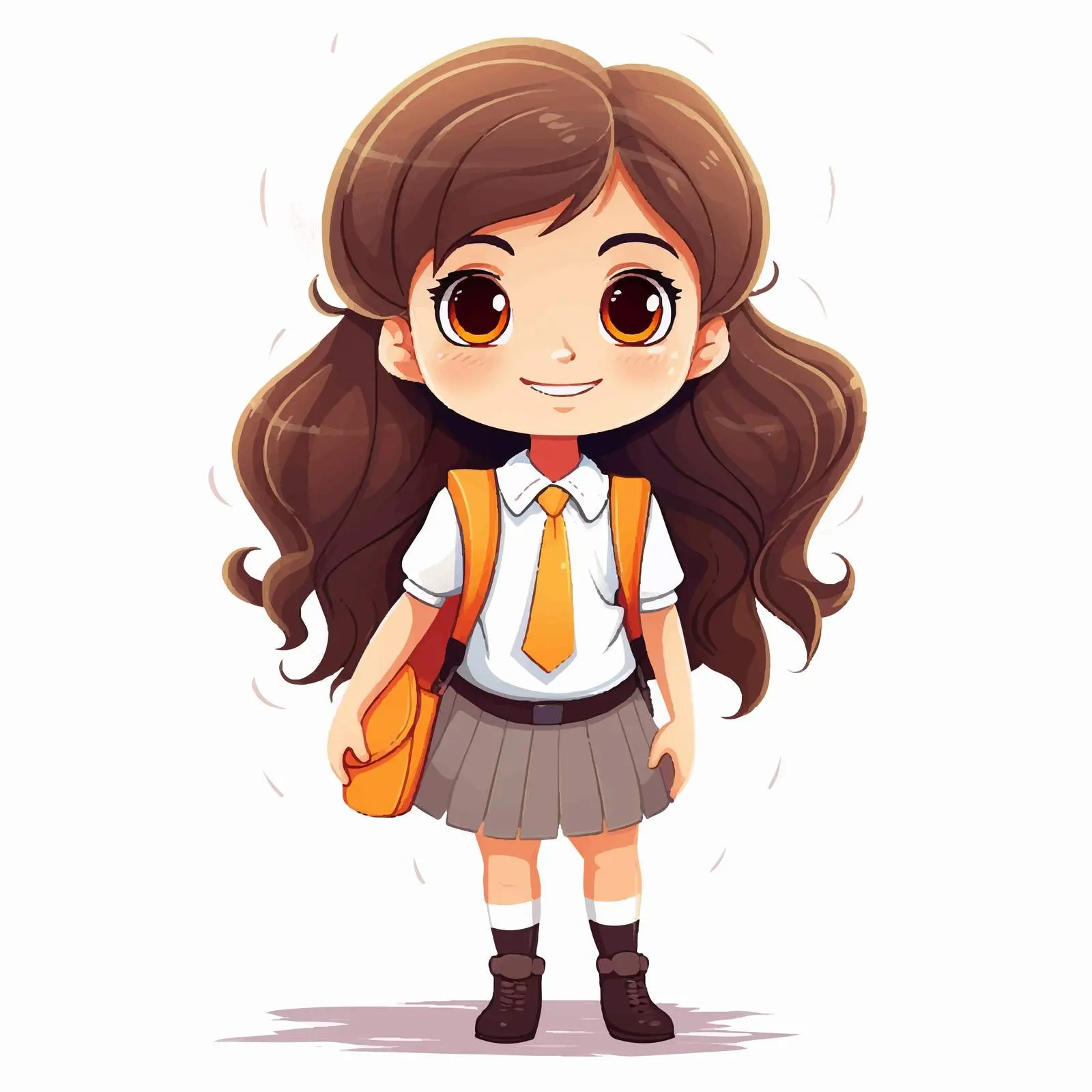 Doodle Style Schoolgirl Character Design for Kids — free download from Dotvec