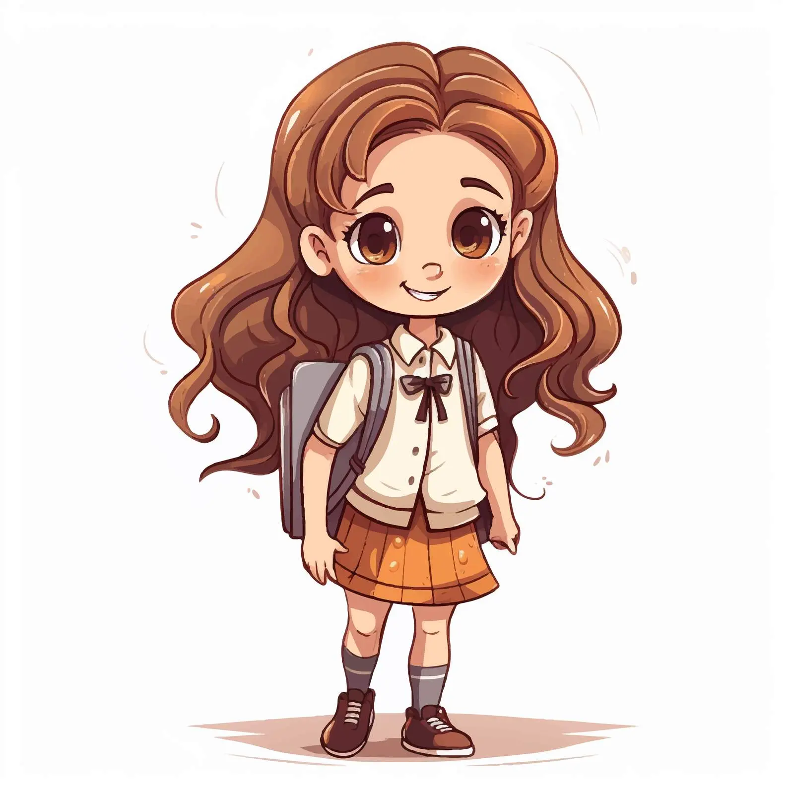 Cartoon Schoolgirl Character Design in Doodle Style — free download from Dotvec