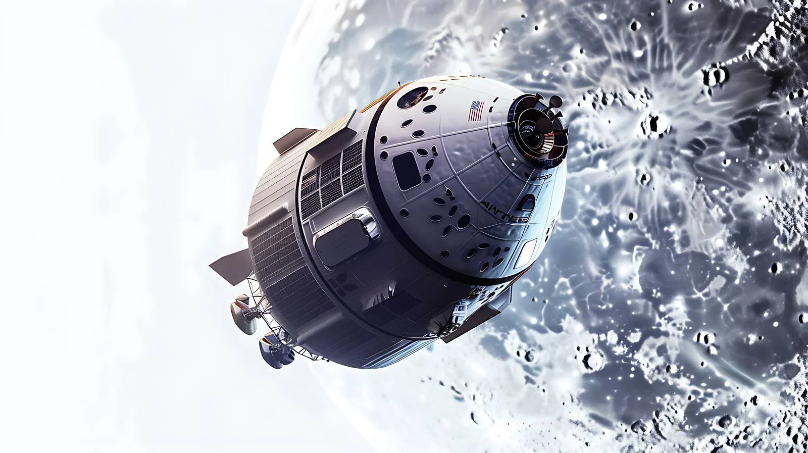 Futuristic Orion Spacecraft and Moon Scene — free download from Dotvec