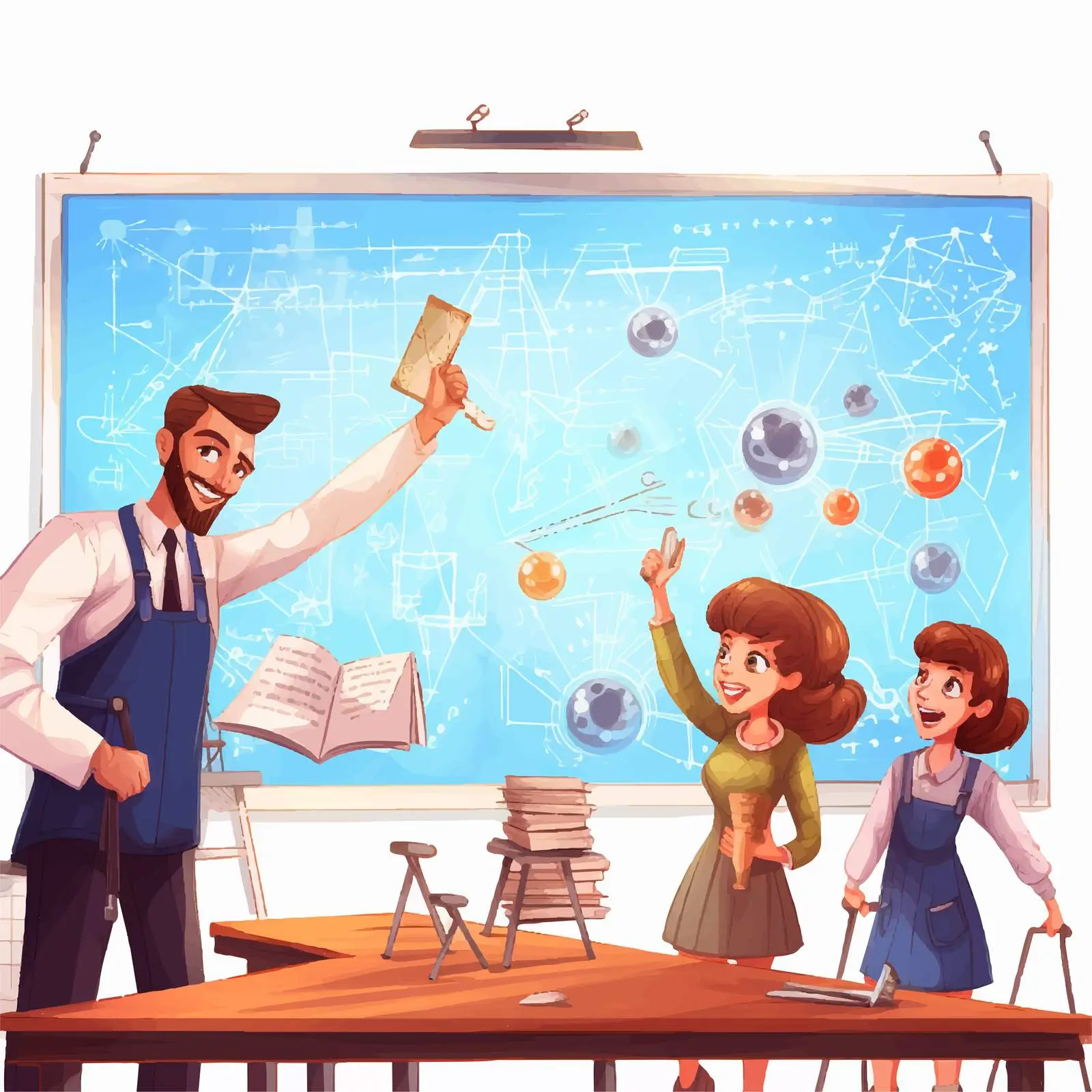 Science Class Whiteboard Illustration Vector — free download from Dotvec