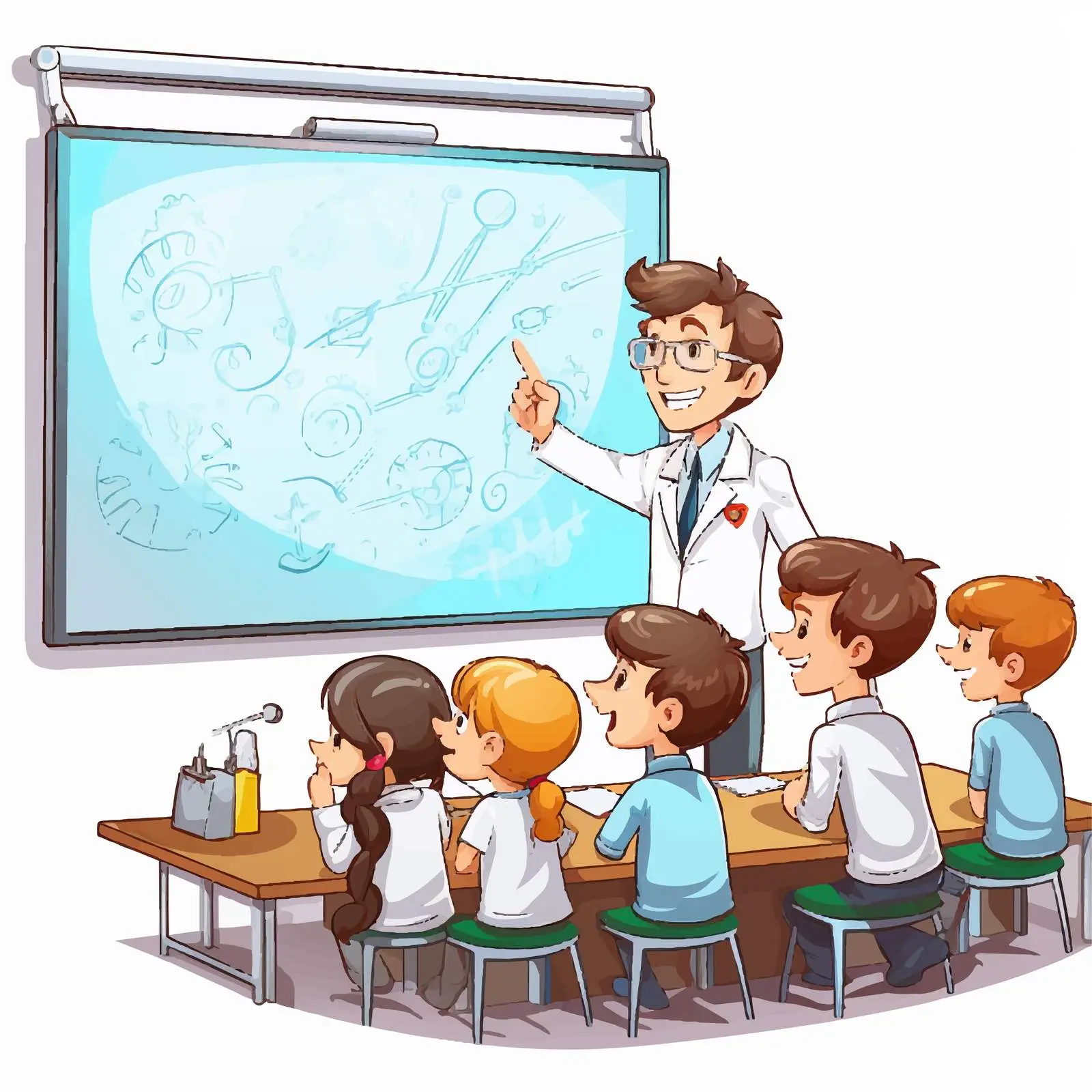 Science Class Whiteboard Illustration Vector — free download from Dotvec