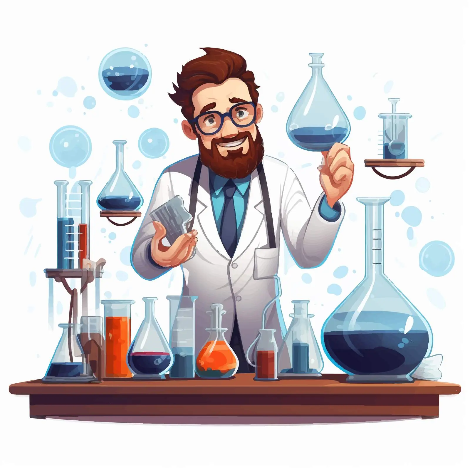 Cartoon Scientist in Science Lab Illustration – free beak image from Dotvec
