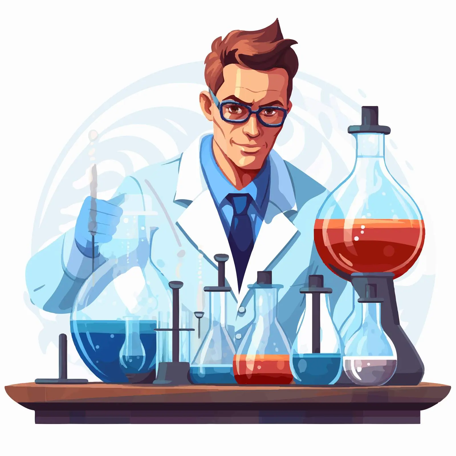 Scientist Conducting Chemical Experiment Illustration – free chemicals image from Dotvec