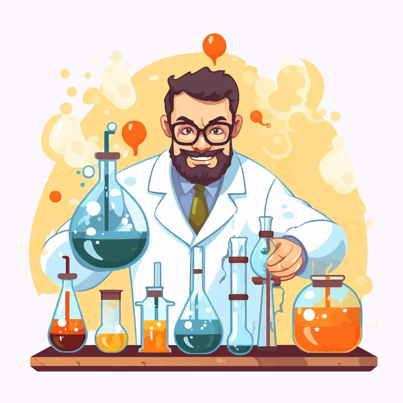Scientist Conducting Chemical Experiment Illustration — free download from Dotvec