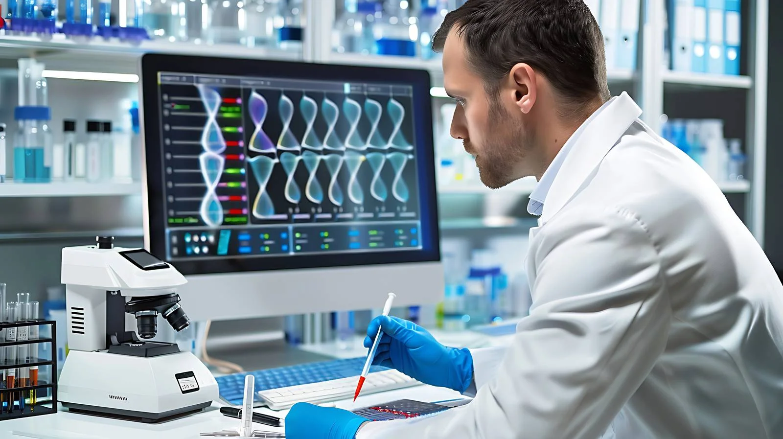 Researcher Analyzing DNA with Test Results — free download from Dotvec