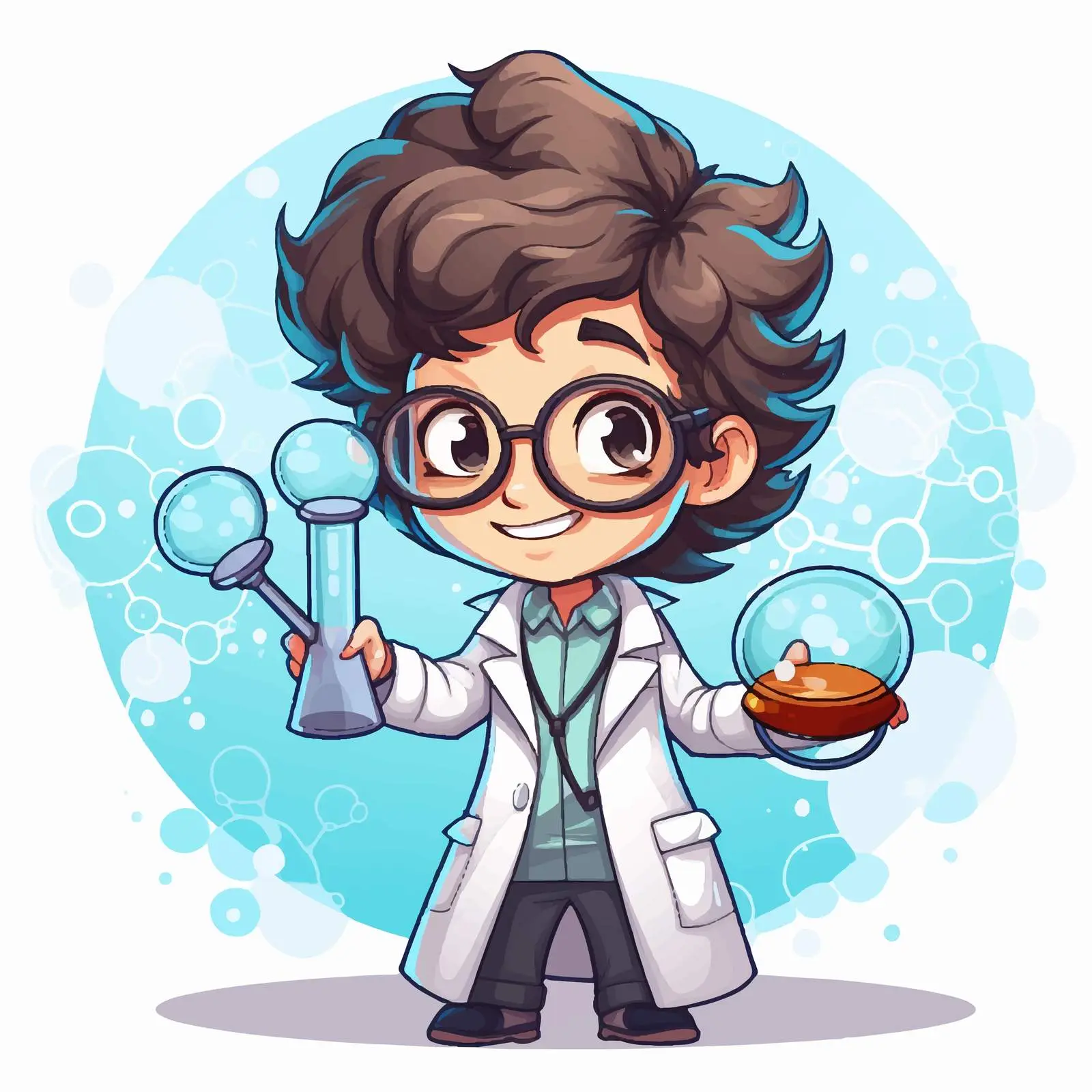 Cartoon Scientist Character Promoting STEM Education — free download from Dotvec