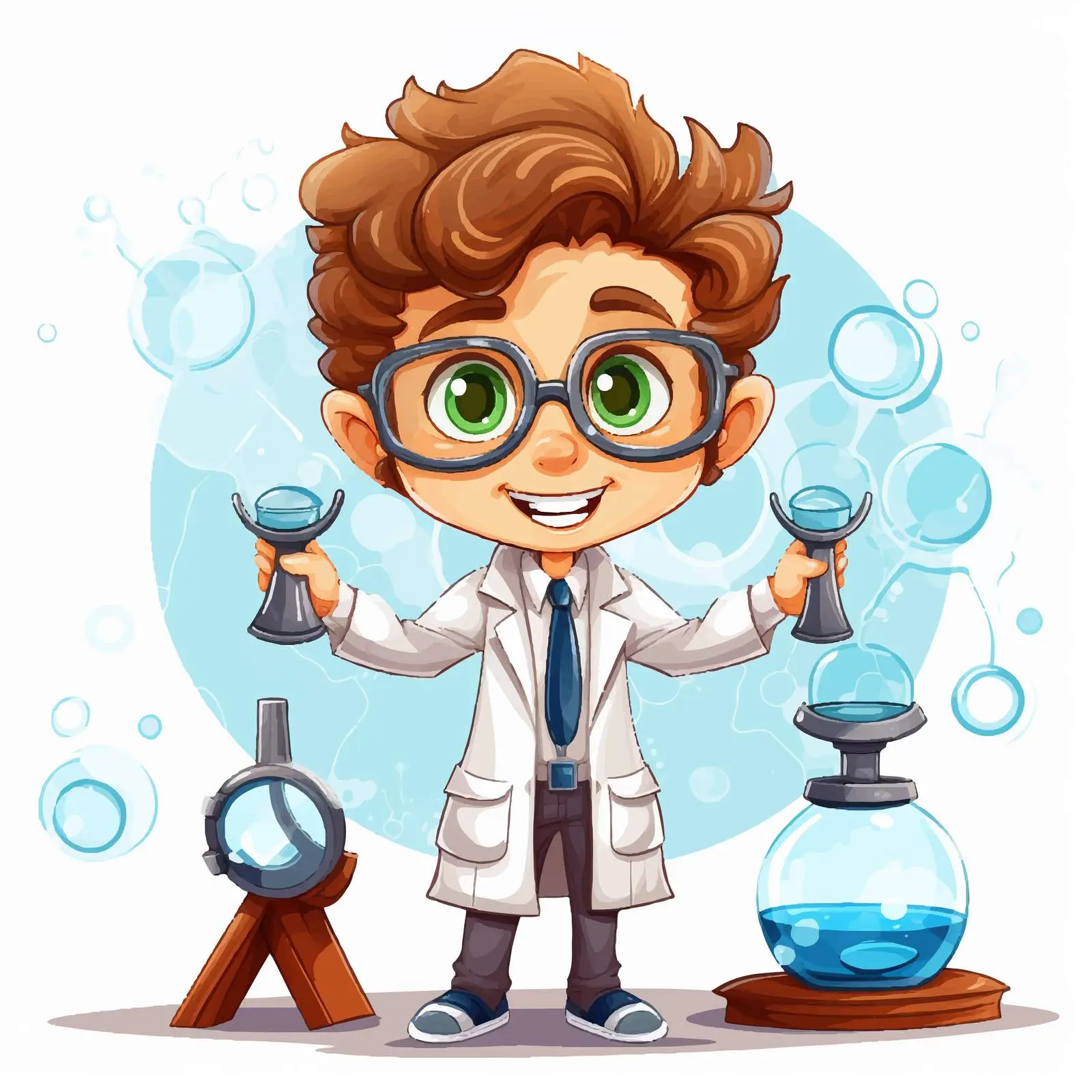 Kids Cartoon Scientist with STEM Education Logo — free download from Dotvec