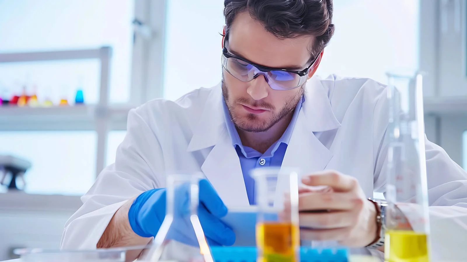 Scientist Analyzing Data on Tablet — free download from Dotvec