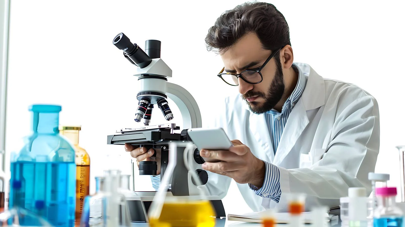 Scientist Using Digital Tablet Standing — free download from Dotvec