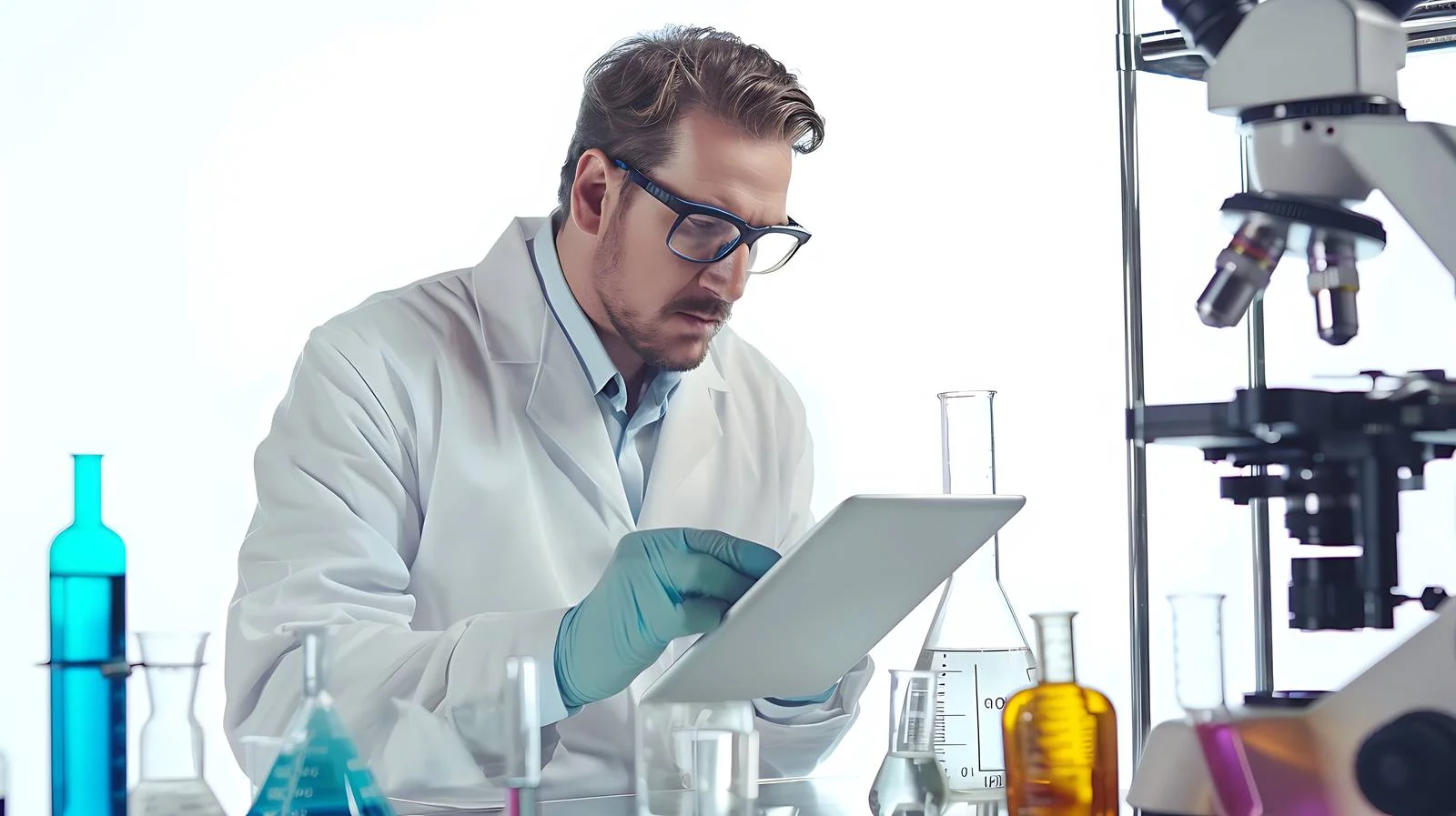 Scientist Using Tablet While Standing — free download from Dotvec