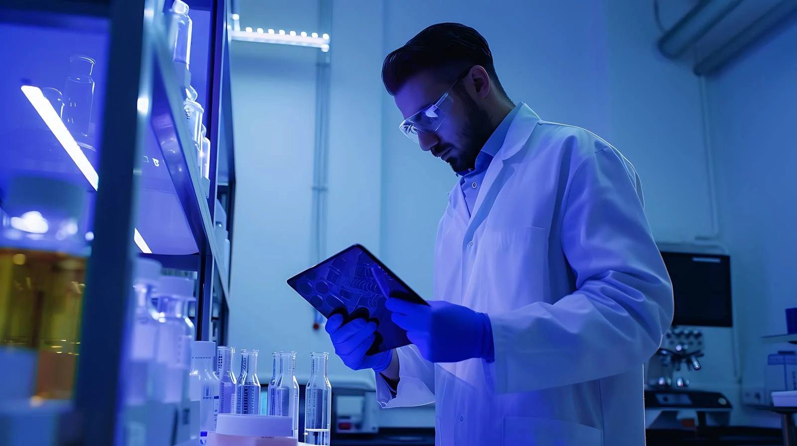 Scientist Using Digital Tablet Standing — free download from Dotvec