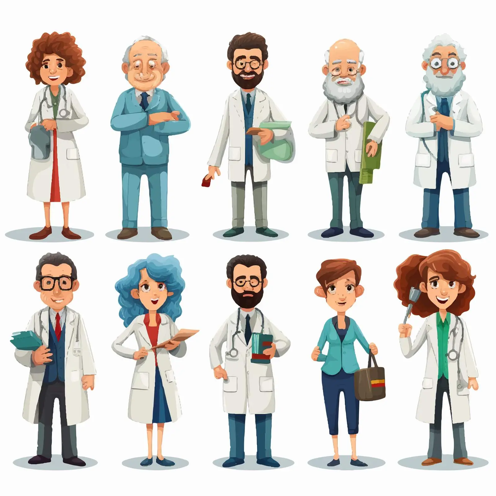 Scientists and Doctors Cartoon Vector Illustration — free download from Dotvec