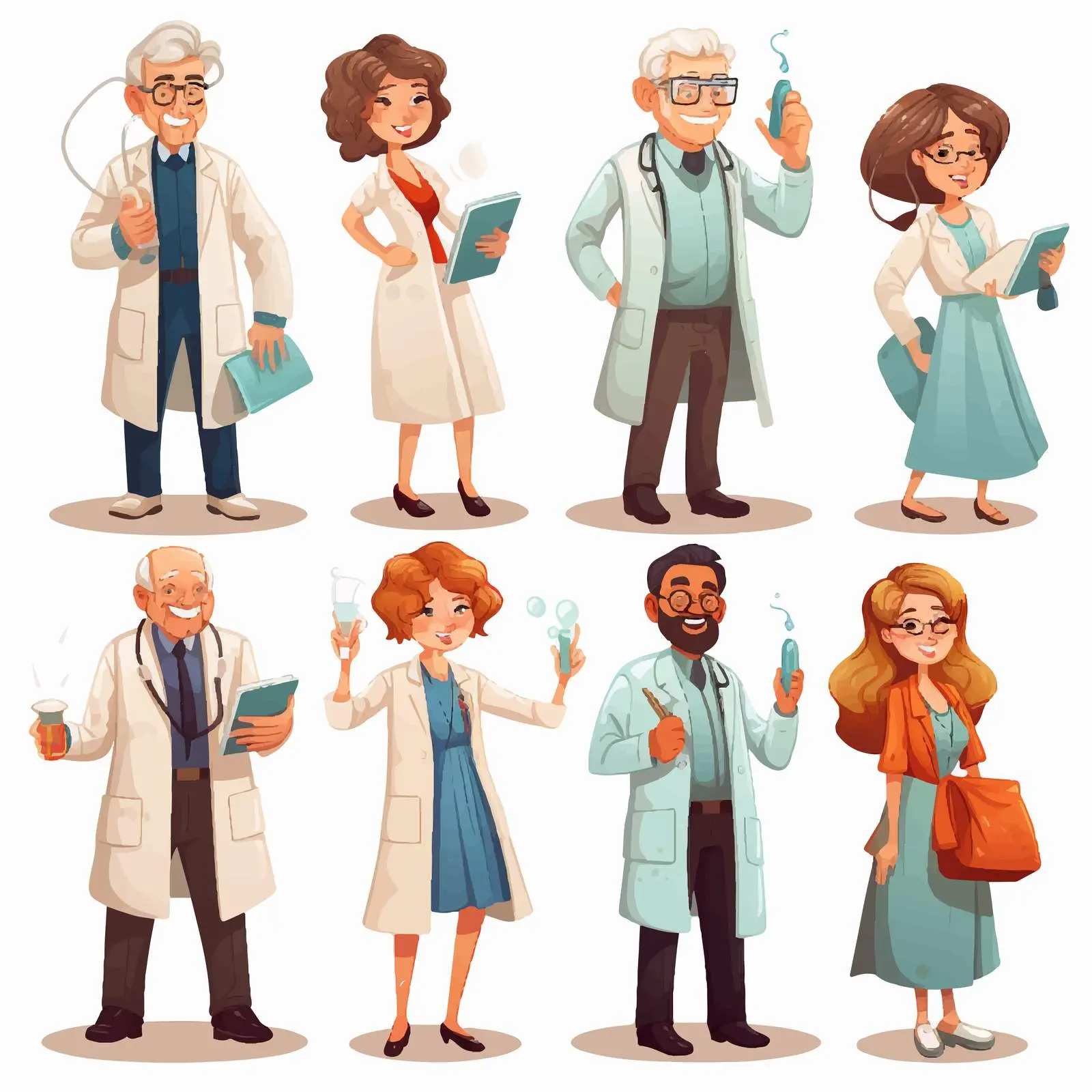 Cartoon Scientists and Doctors Vector Illustration — free download from Dotvec