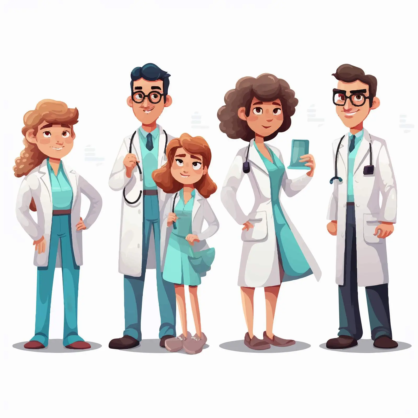 Cartoon Scientists and Doctors on White Background – free nurses image from Dotvec