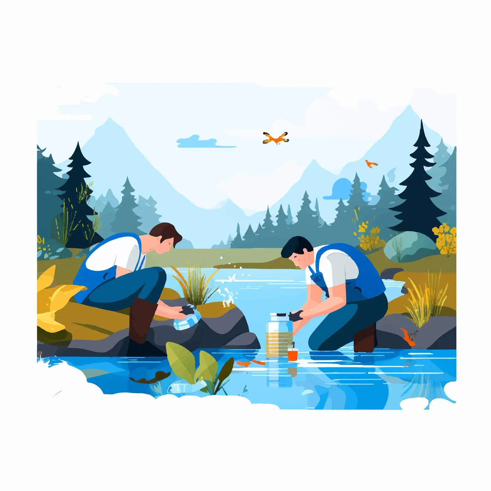 Biologists Collecting Water Samples in Nature – free earth science image from Dotvec