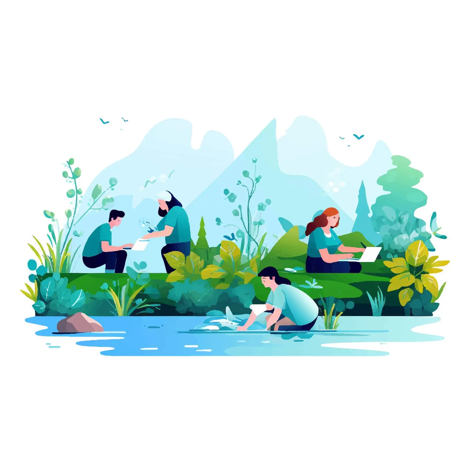 Biologists Collecting Water Samples in Nature — free download from Dotvec