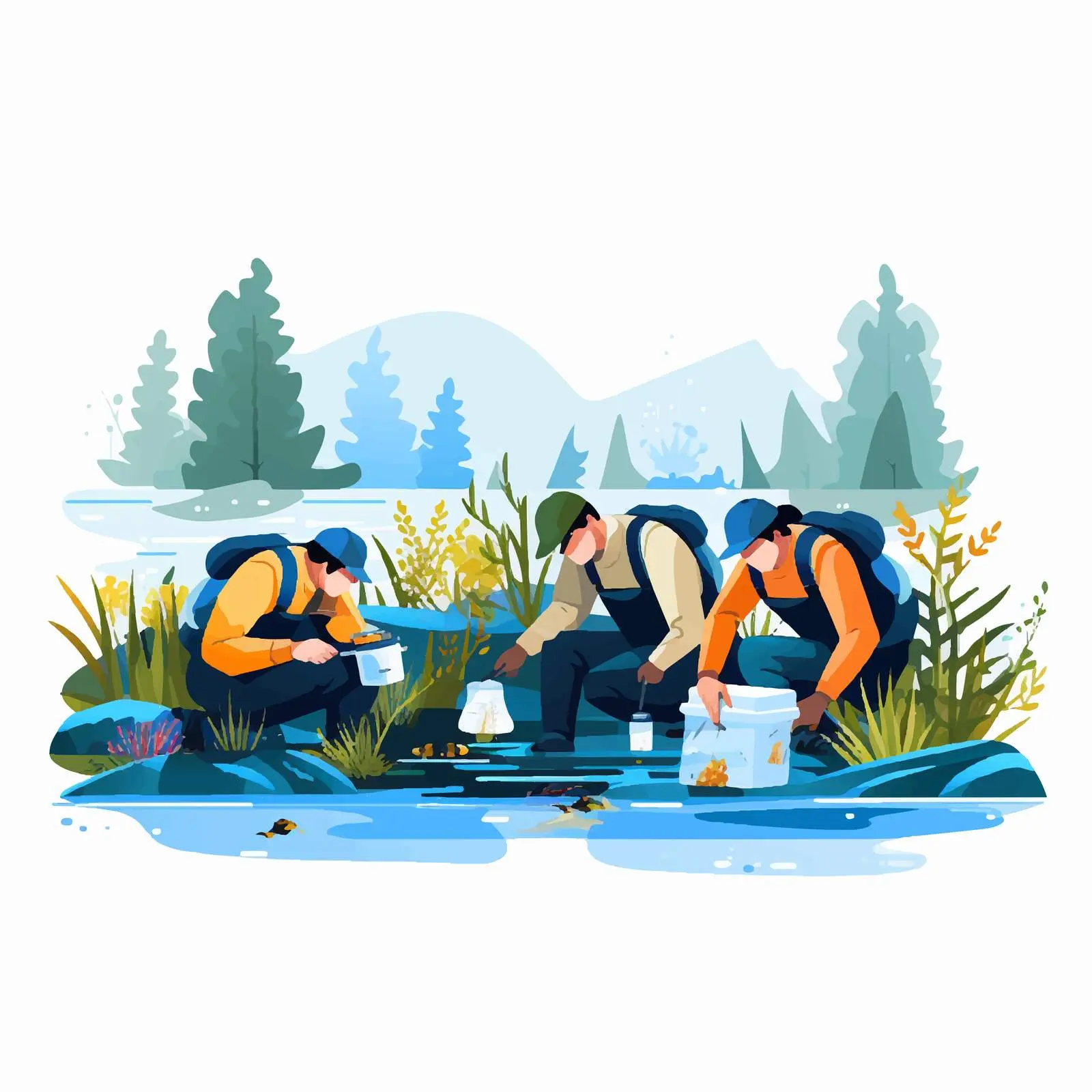 Biologists Collecting Water Samples in Nature — free download from Dotvec