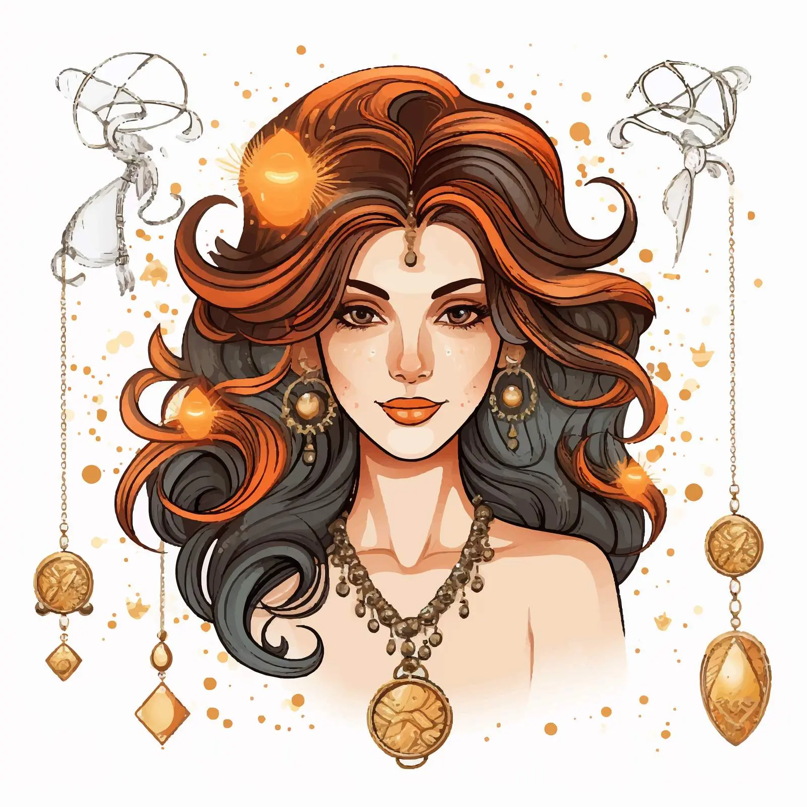 Scorpio Zodiac Sign Girl Doodle Card — free download from Dotvec