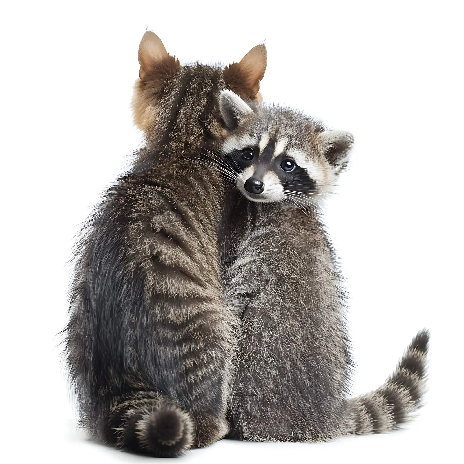 Scottish Fold Cat and Raccoon Together — free download from Dotvec