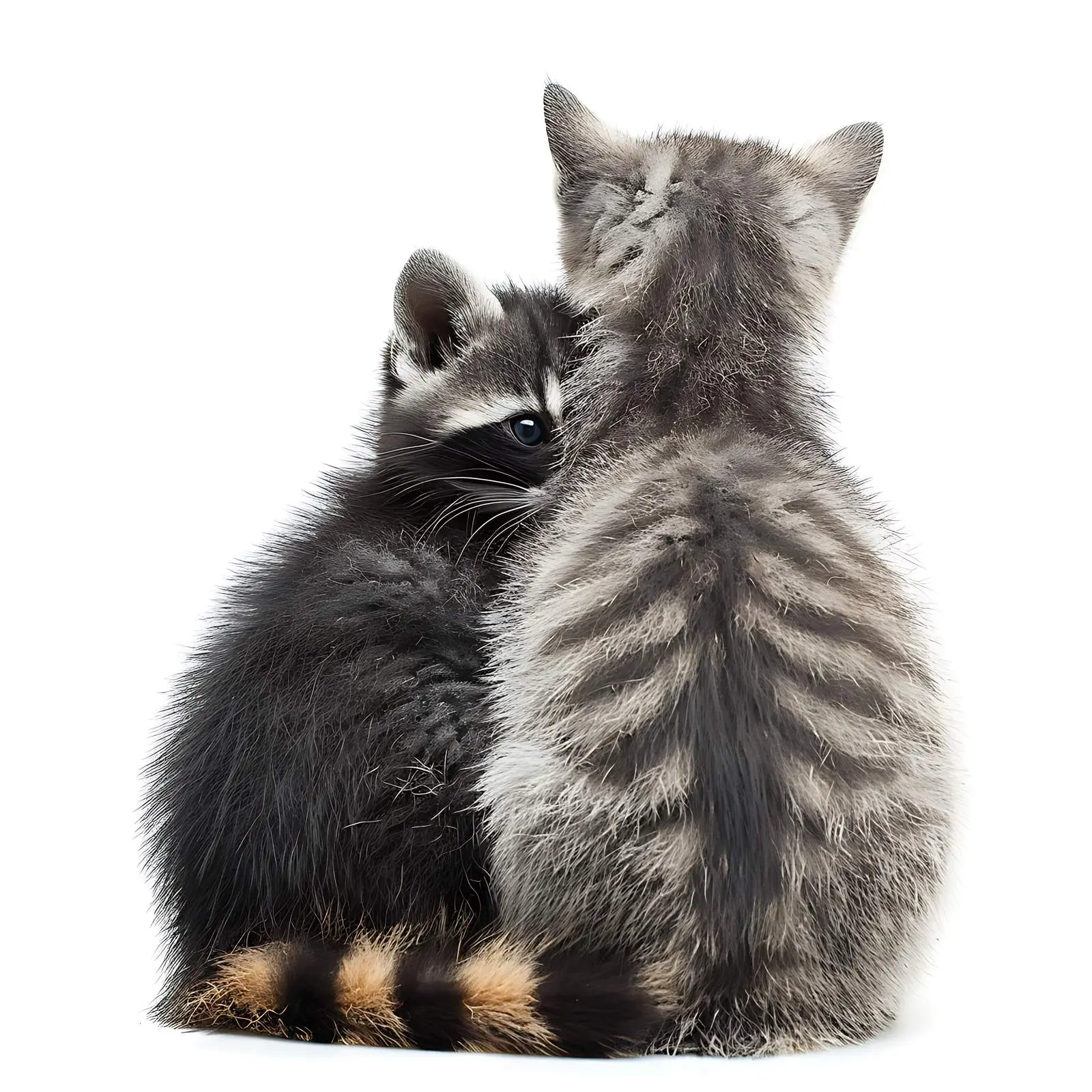 Scottish Fold Cat and Raccoon Together — free download from Dotvec