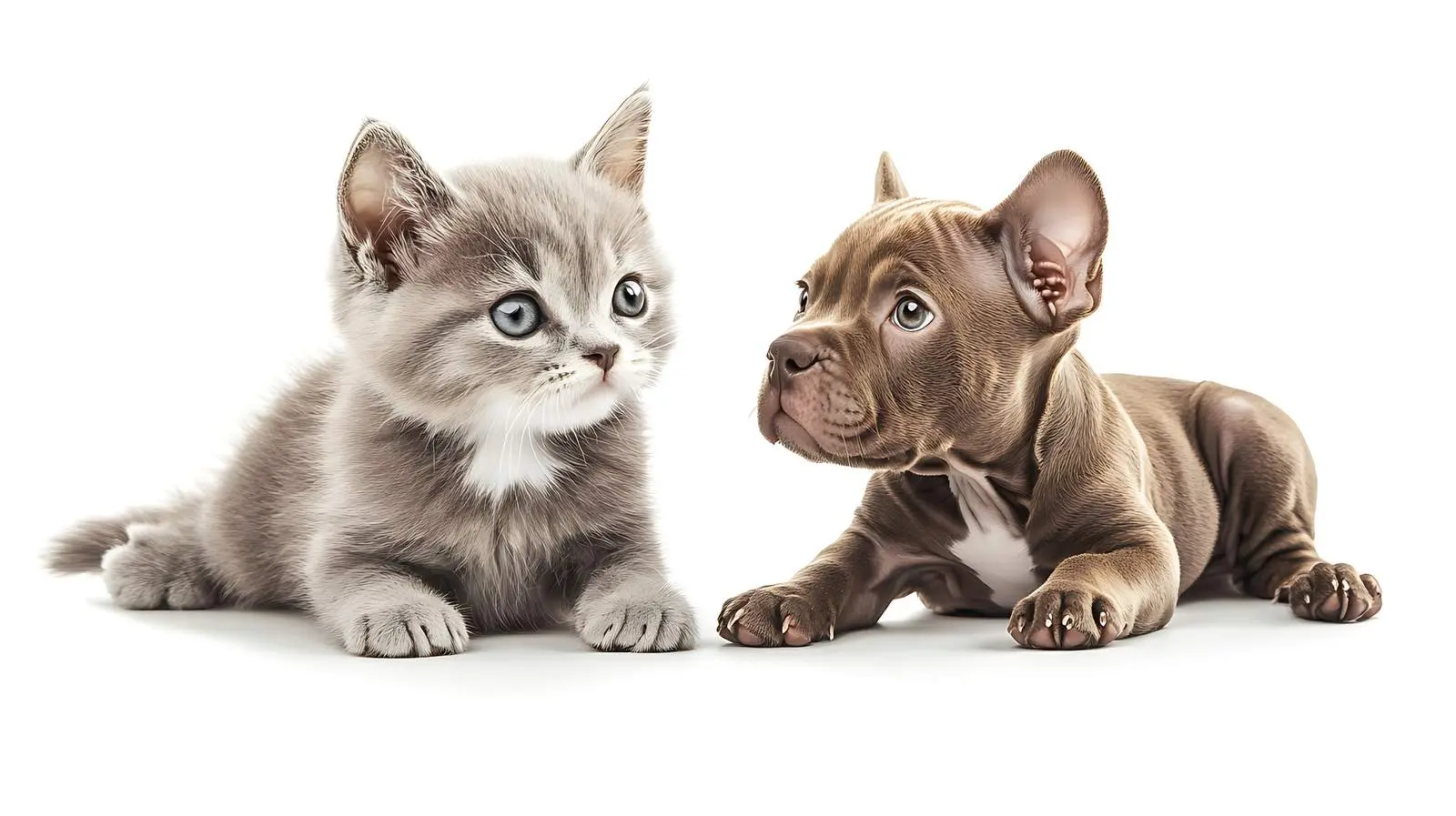 Scottish Straight Kitten and Pitbull Puppy Together — free download from Dotvec