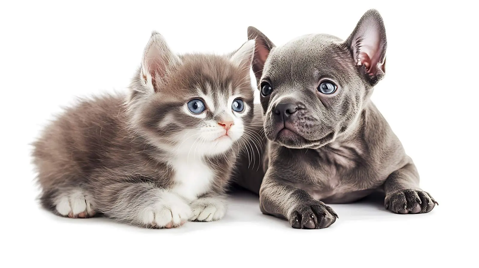Scottish Straight Kitten and Pitbull Puppy Duo – free pitbull image from Dotvec