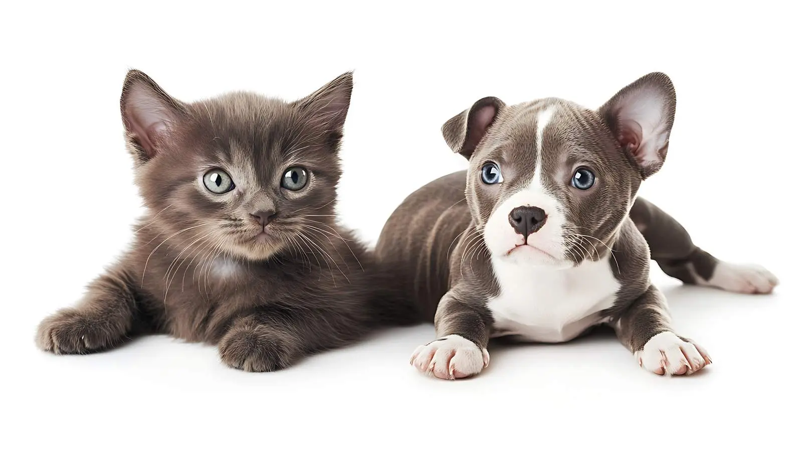 Scottish Straight Kitten with Pitbull Puppy – free pitbull image from Dotvec