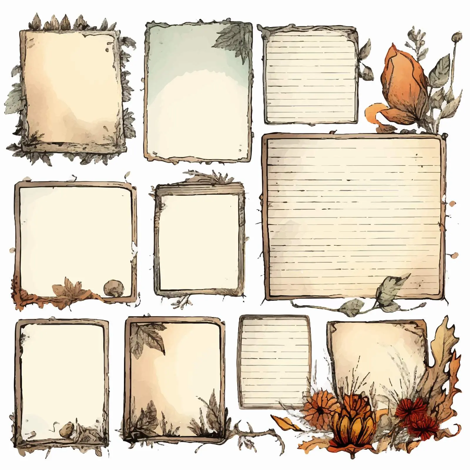 Blank Burned Paper Scrapbook Embellishments — free download from Dotvec