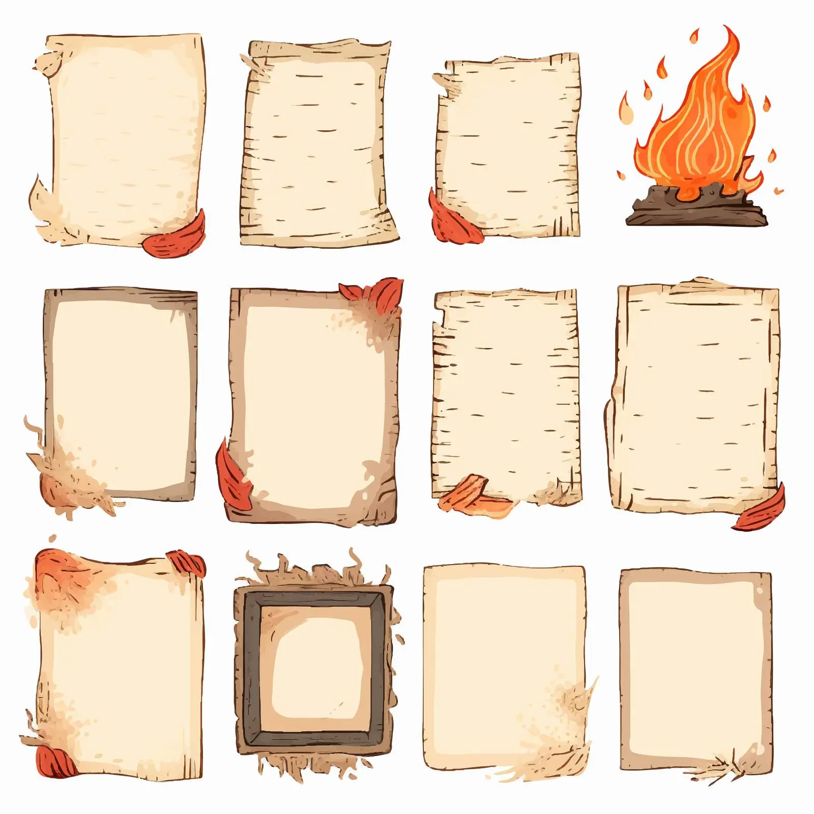 Blank Burned Paper Scrapbook Embellishments — free download from Dotvec