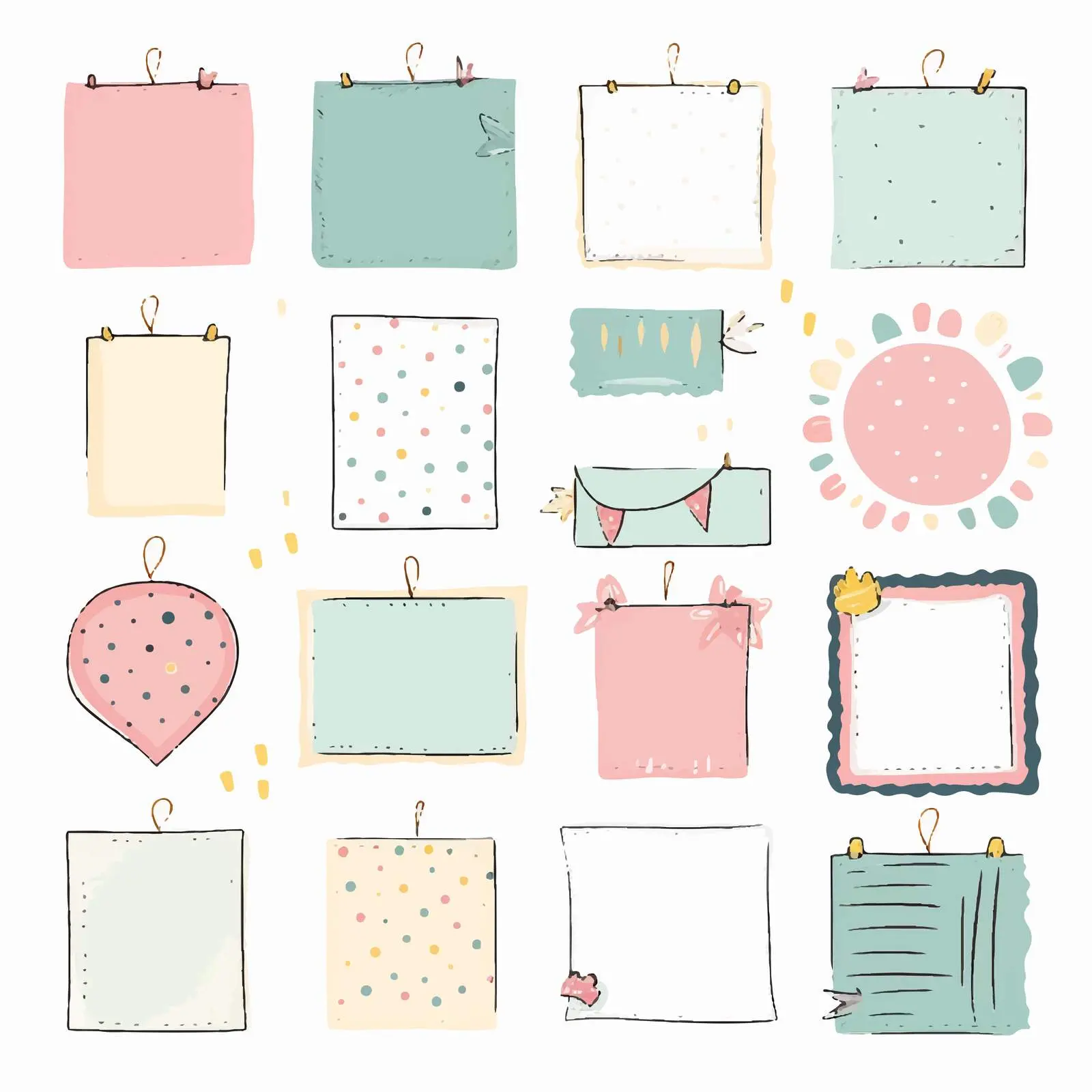 Blank Paper Junk Journal Card Embellishments — free download from Dotvec