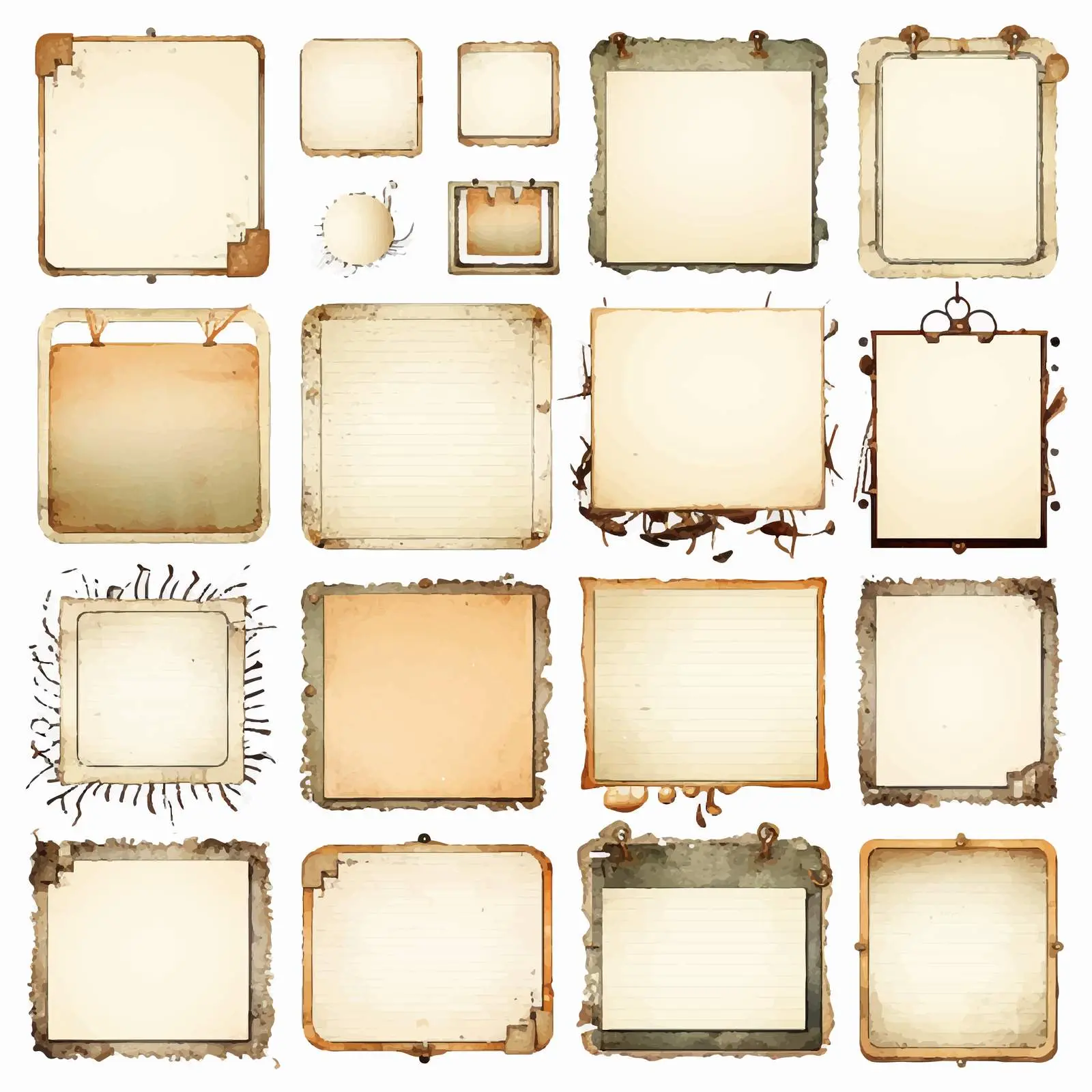 Blank Burned Paper Scrapbook Embellishments — free download from Dotvec