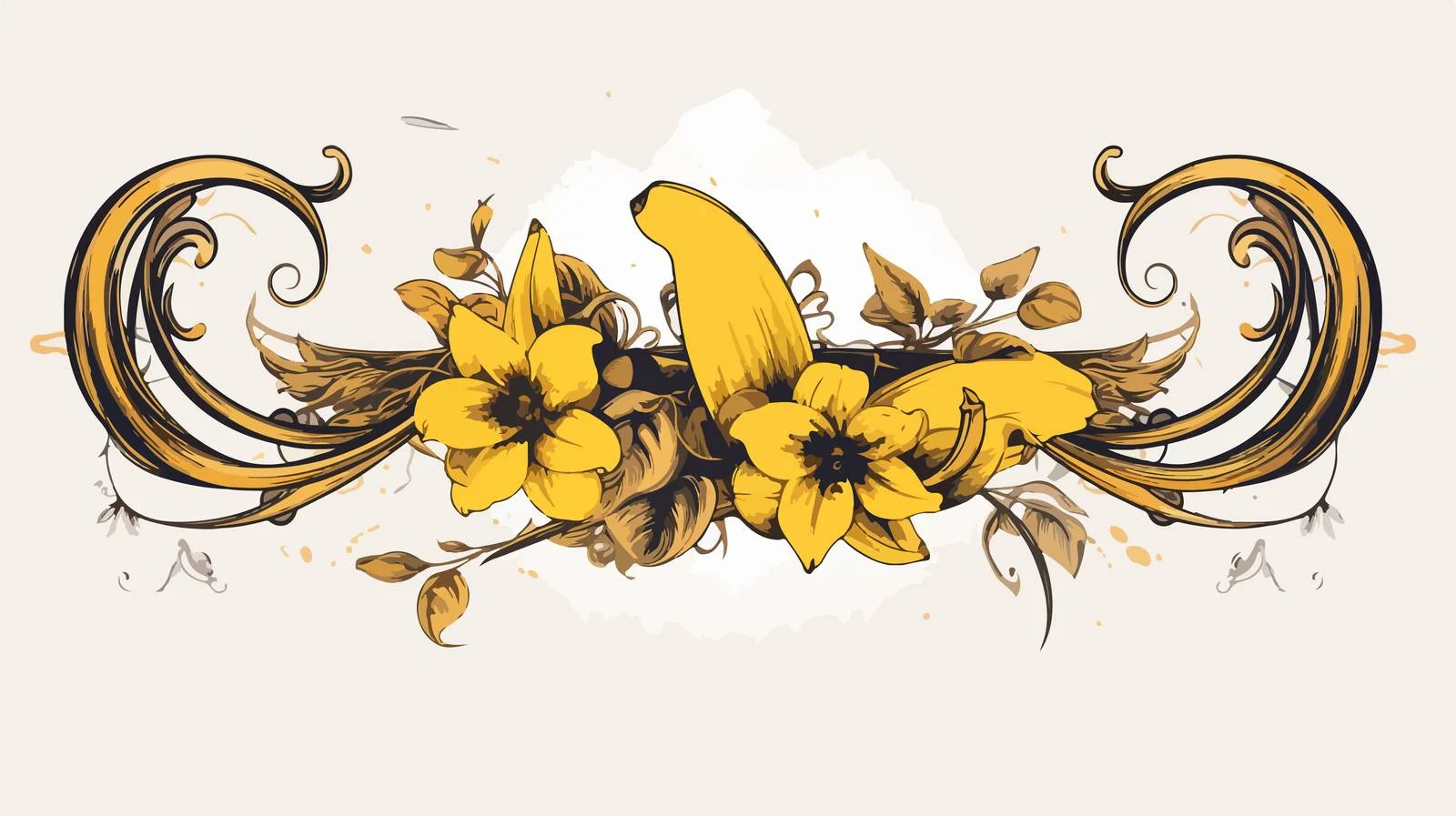 Tattoo Style Banana Scroll Banner Vector — free download from Dotvec