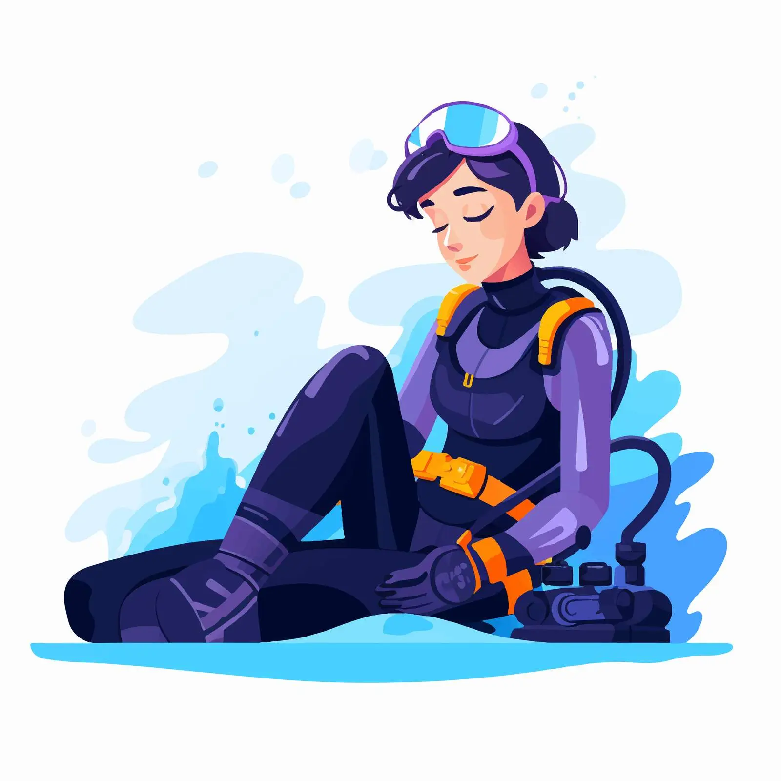 Female Diver Enjoying Scuba Diving Illustration — free download from Dotvec