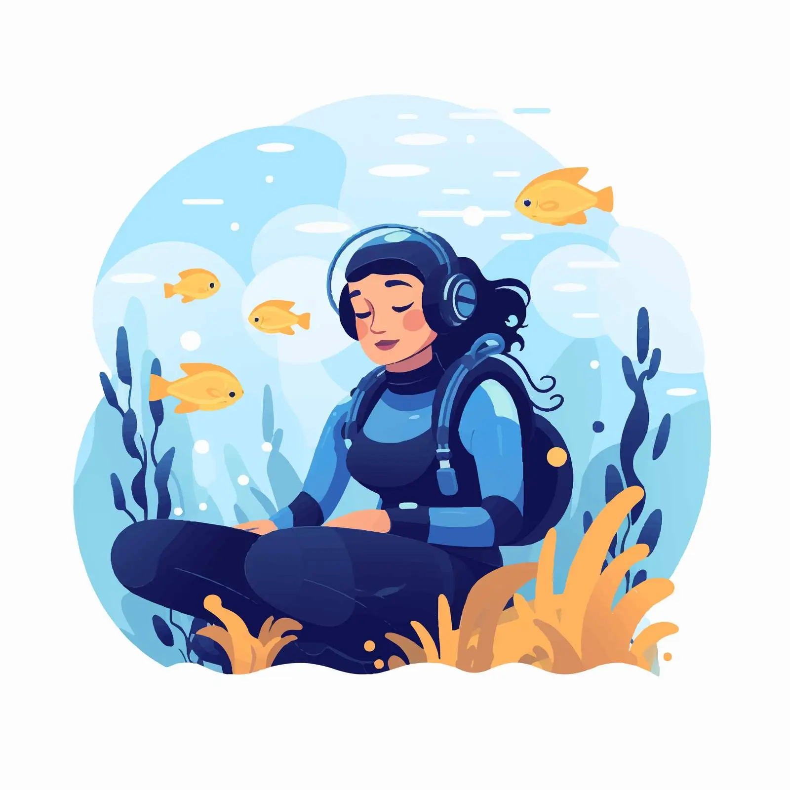 Female Scuba Diver Vector Illustration — free download from Dotvec