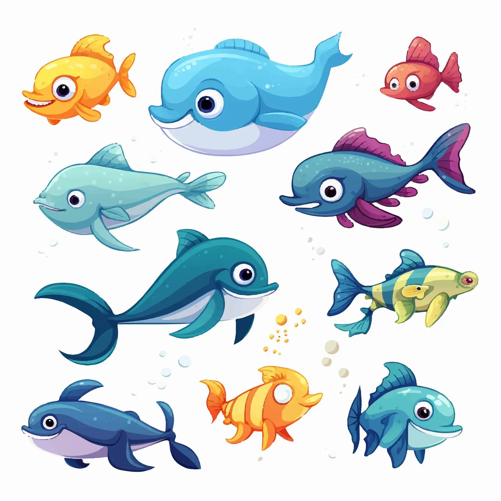 Cartoon Sea Animals Vector Illustration Collection – free octopus image from Dotvec