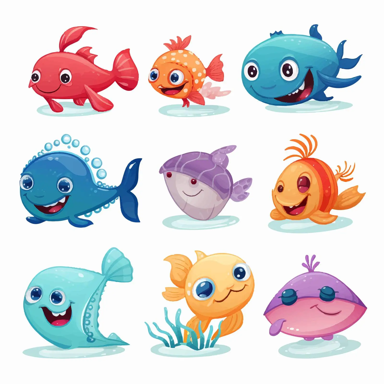 Cartoon Sea Animals Vector Collection Illustration – free octopus image from Dotvec