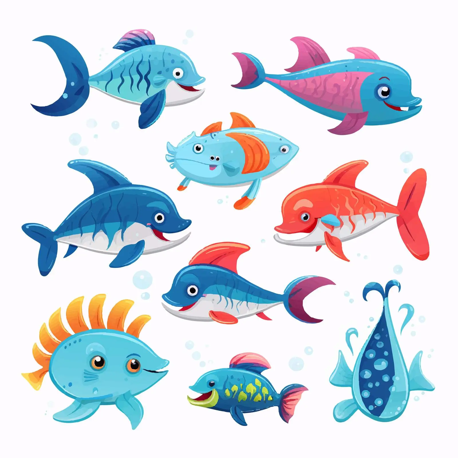 Cartoon Sea Animals Vector Collection Illustration – free octopus image from Dotvec