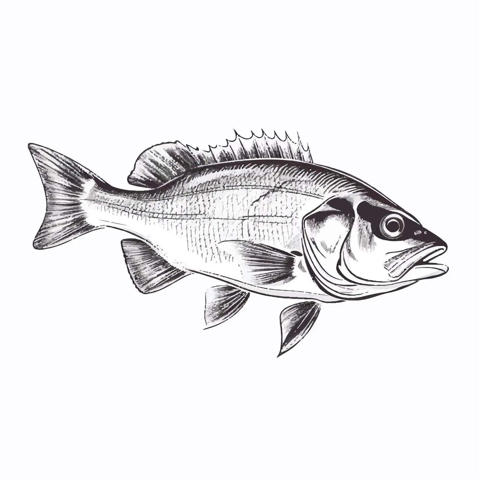 Sea Bass Fish Line Vector Illustration — free download from Dotvec