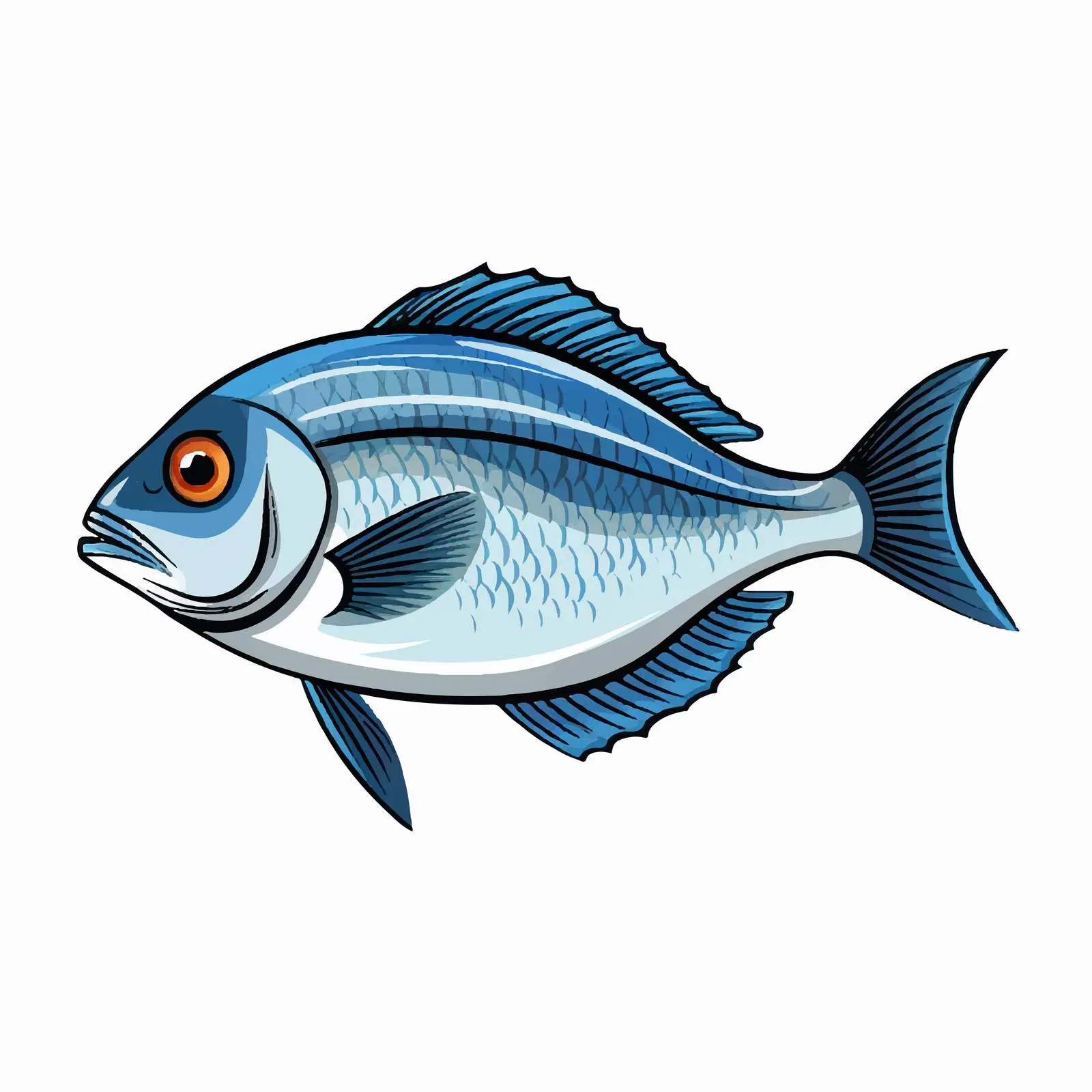 Sea Bream Fish Line Vector Illustration — free download from Dotvec
