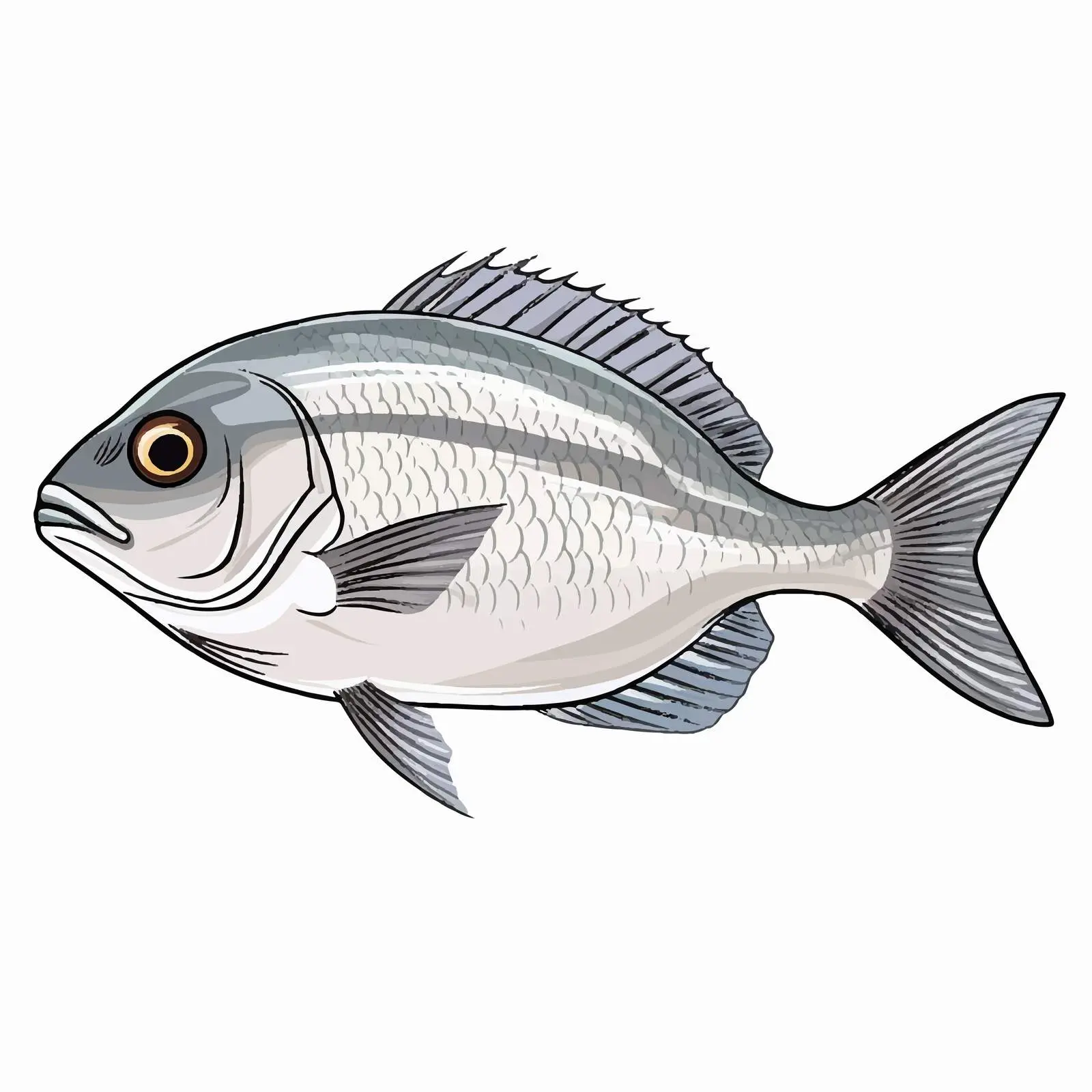 Sea Bream Fish Vector Illustration on White Background – free seafood design image from Dotvec