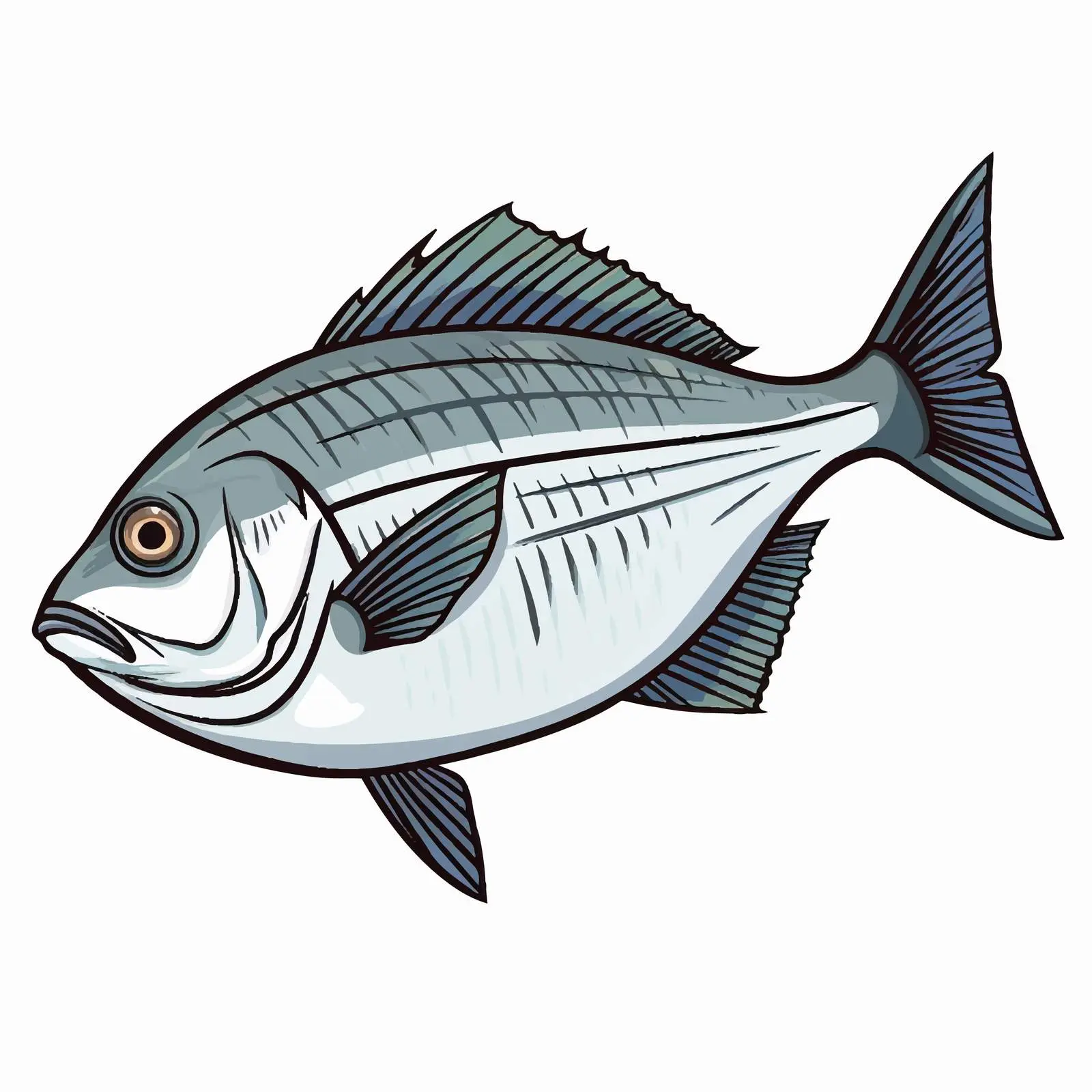 Line Art Vector of Sea Bream Fish — free download from Dotvec