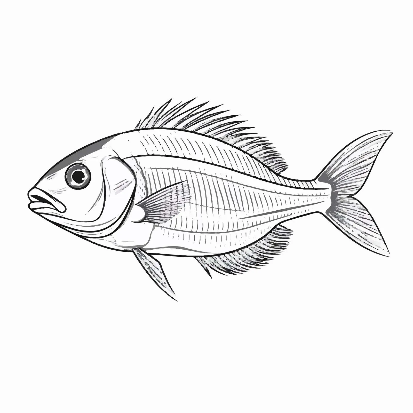 Sea Bream Fish Vector Line Illustration — free download from Dotvec