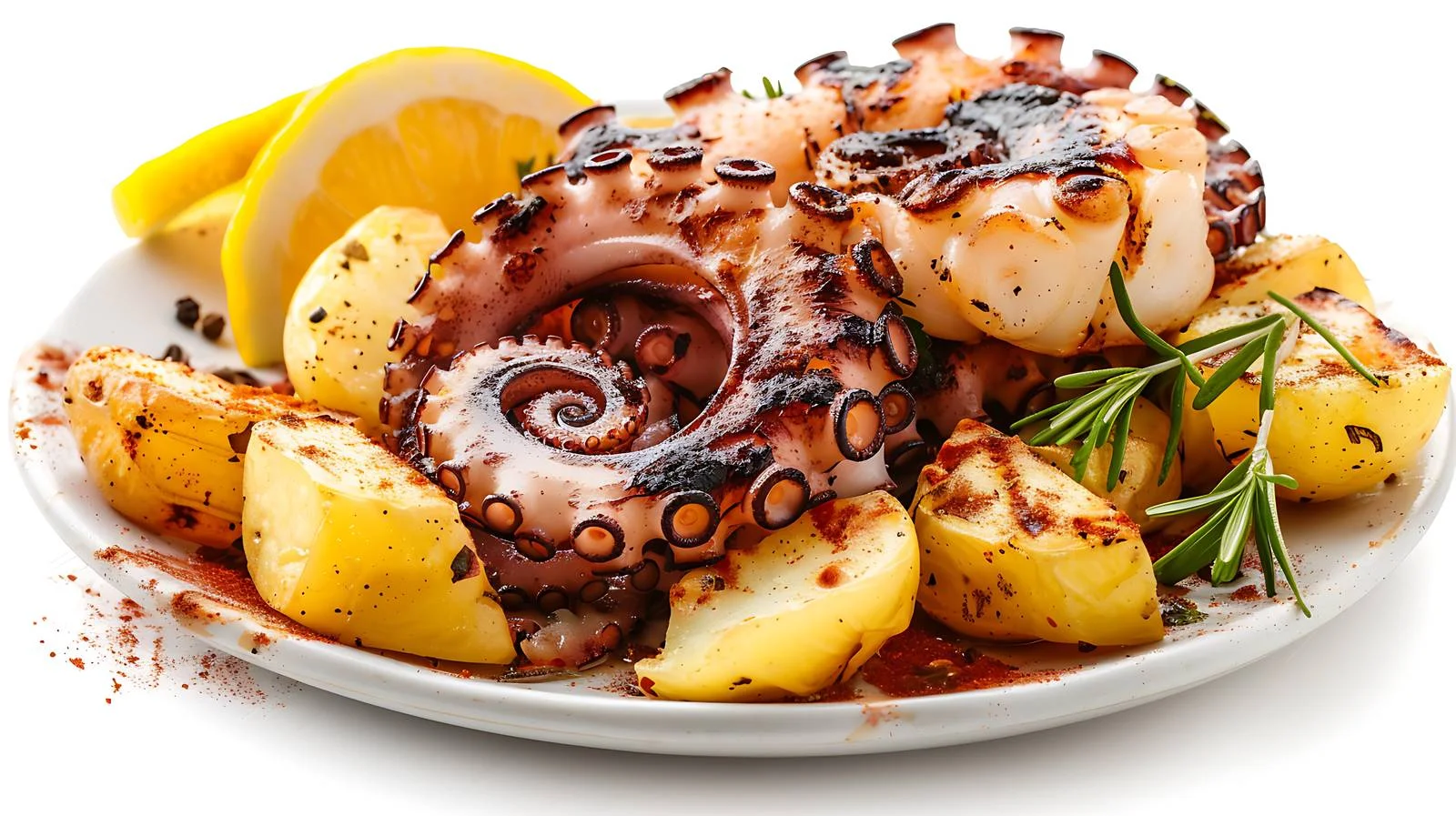 Exquisite Grilled Octopus with Potatoes Dish — free download from Dotvec