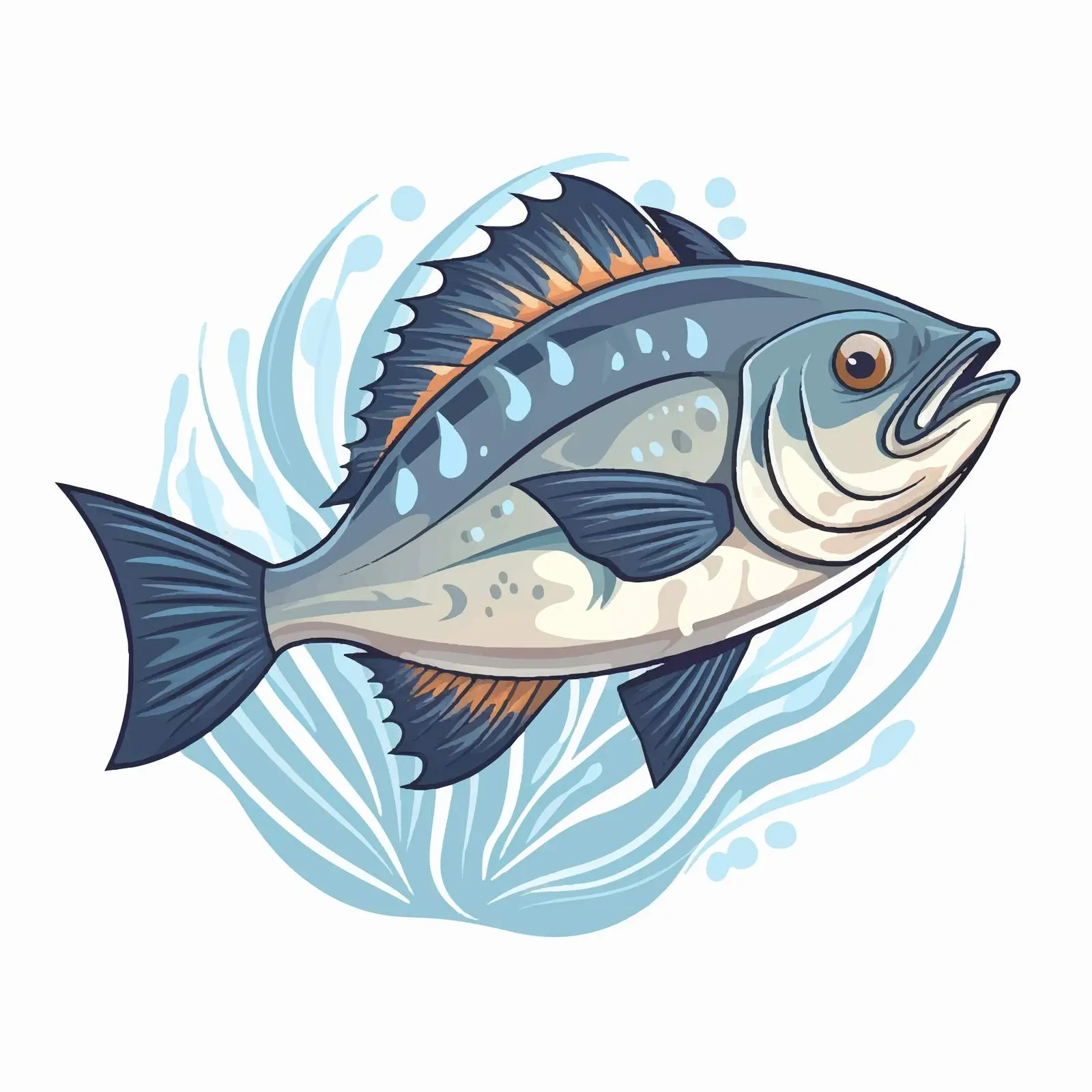 Cartoon Sea Fish Emblem Vector Illustration — free download from Dotvec