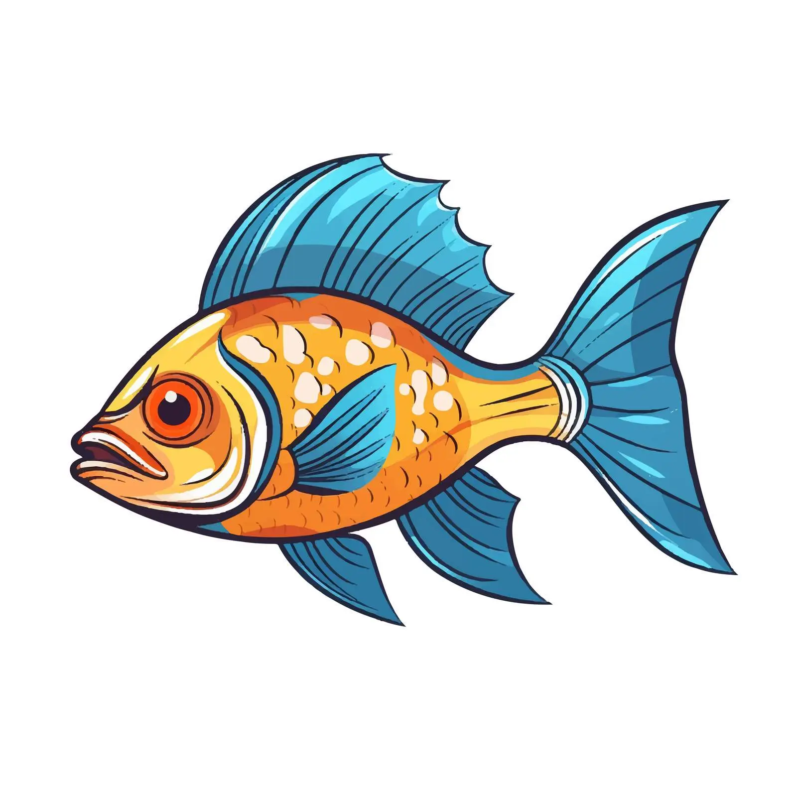 Cartoon Sea Fish Emblem Vector Illustration — free download from Dotvec