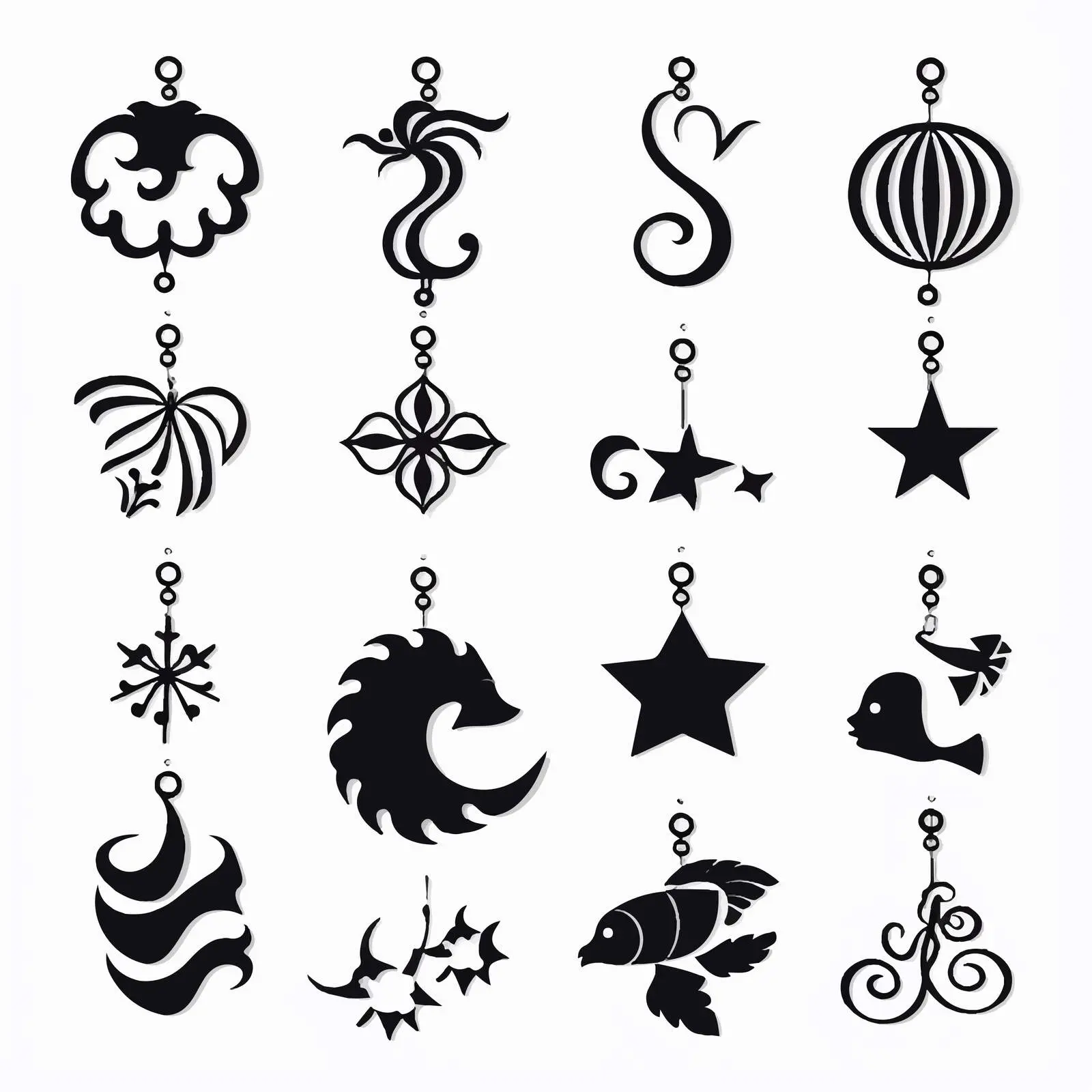 Black Silhouette Sea Life Earrings Vectors – free underwater art image from Dotvec