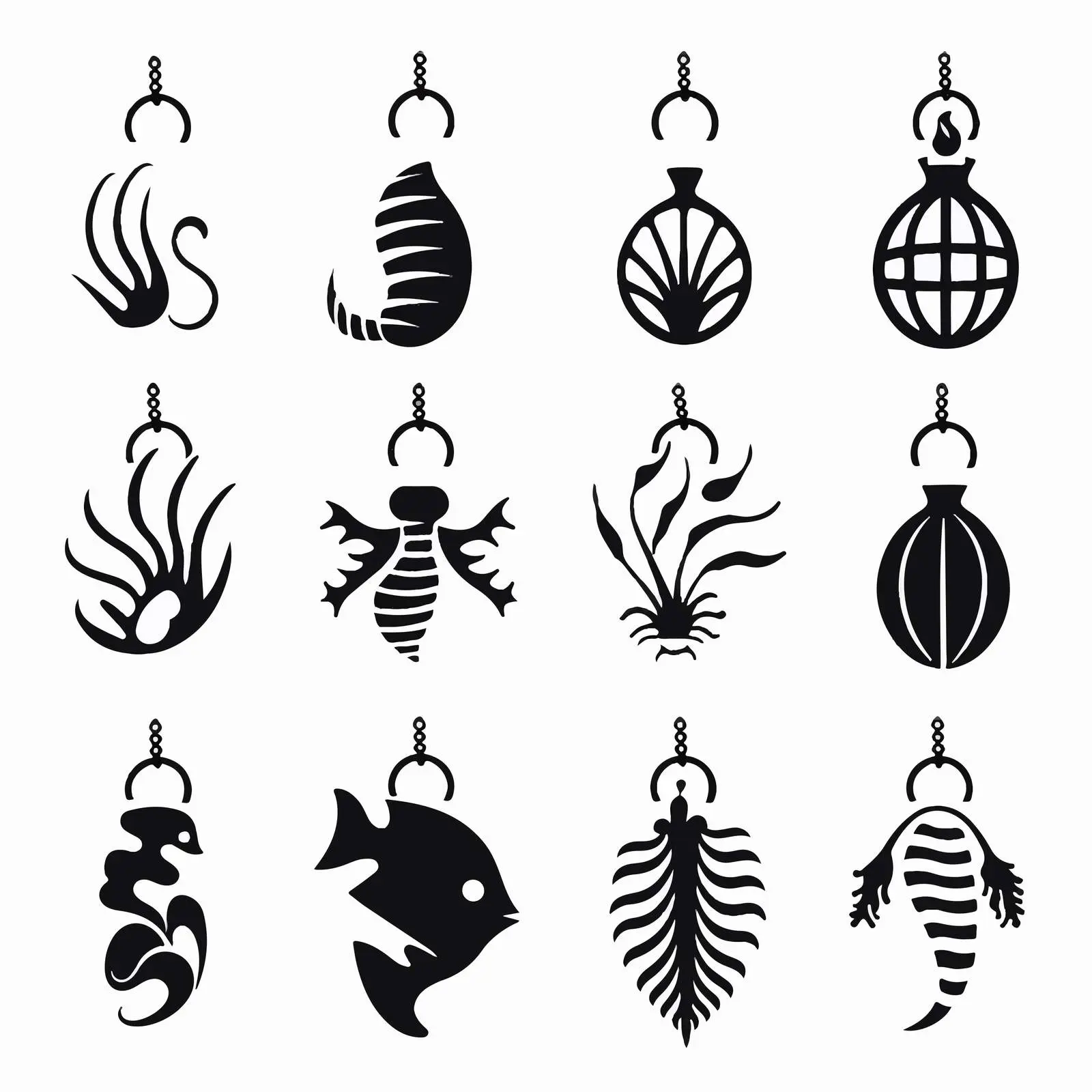 Black Silhouette Sea Life Earrings Vectors — free download from Dotvec