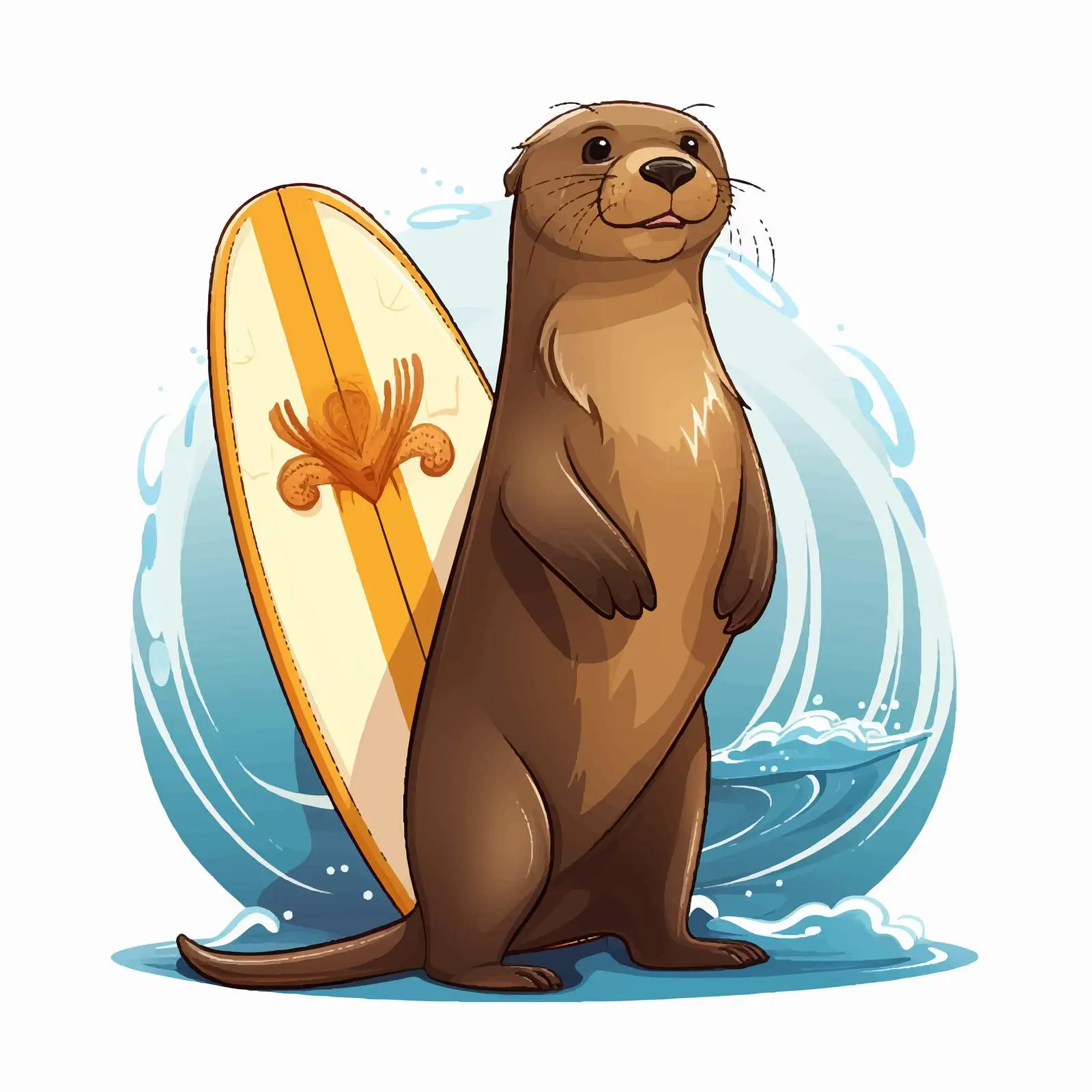 Sea Lion with Surfboard Vector Illustration — free download from Dotvec