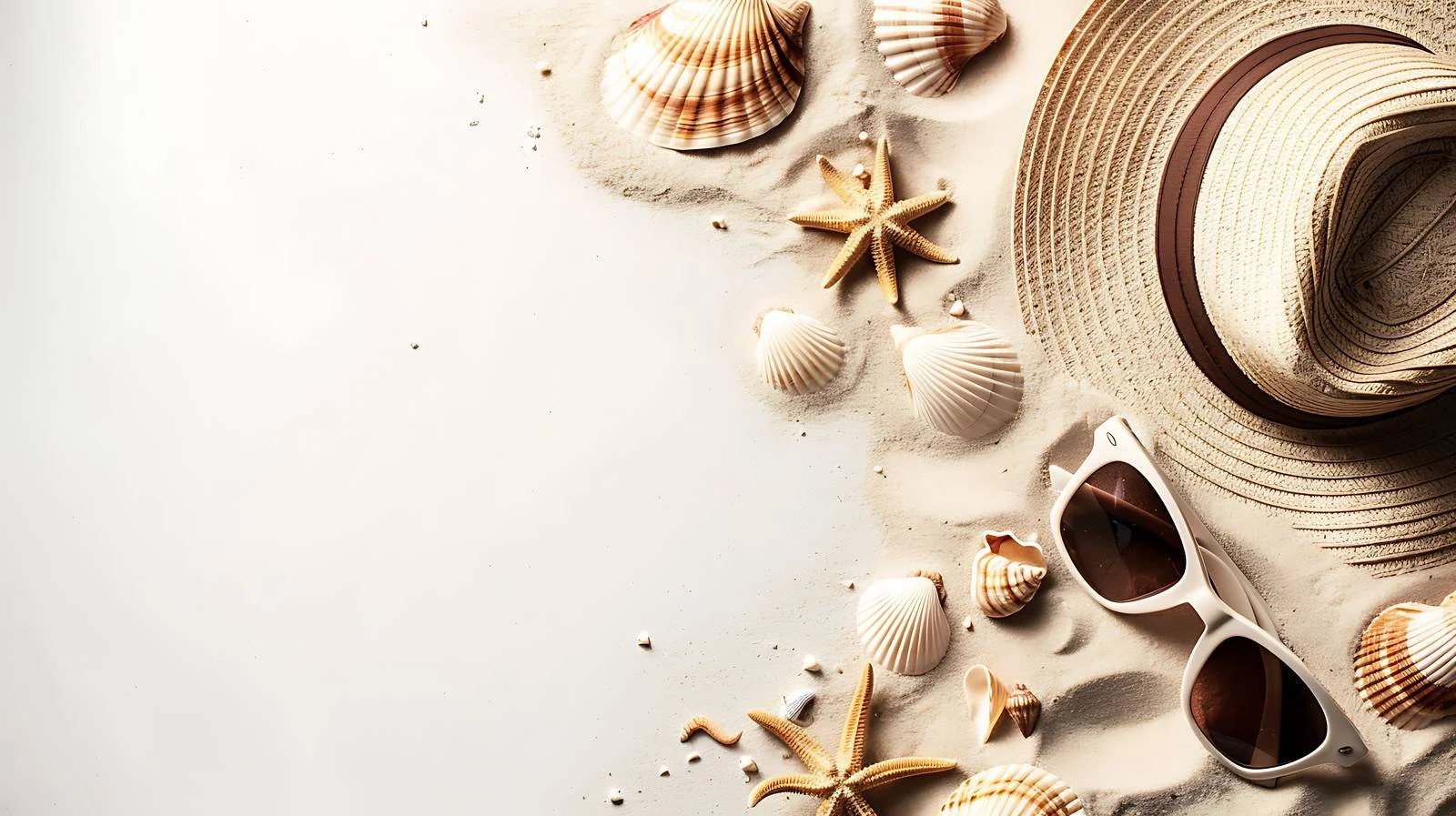 Beach Accessories Top View with Shells — free download from Dotvec