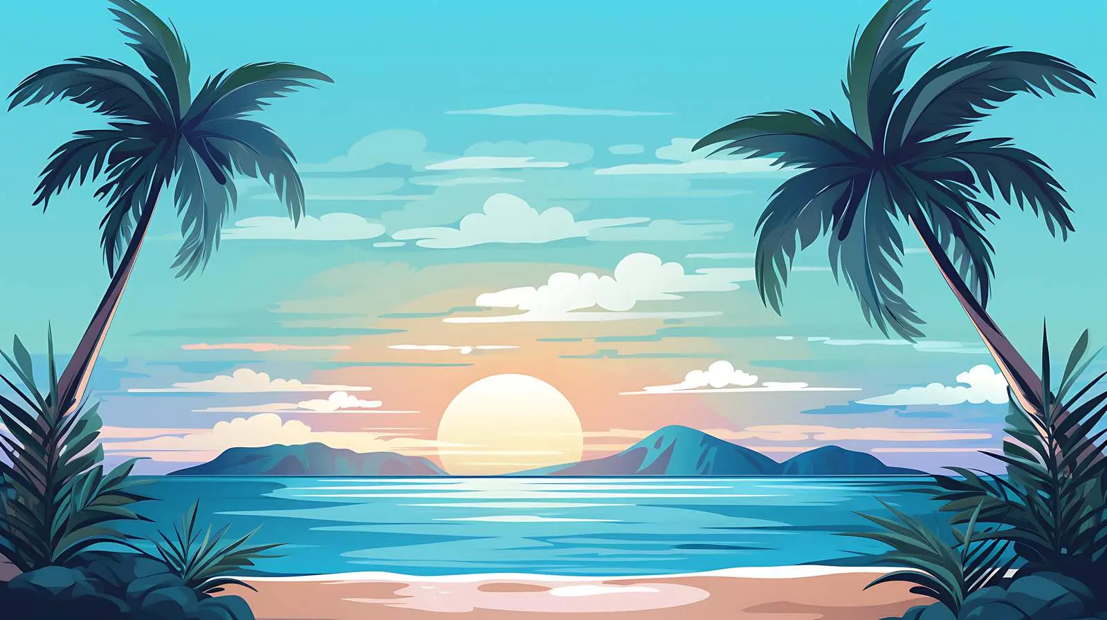 Tranquil Ocean Palm Trees Background — free download from Dotvec
